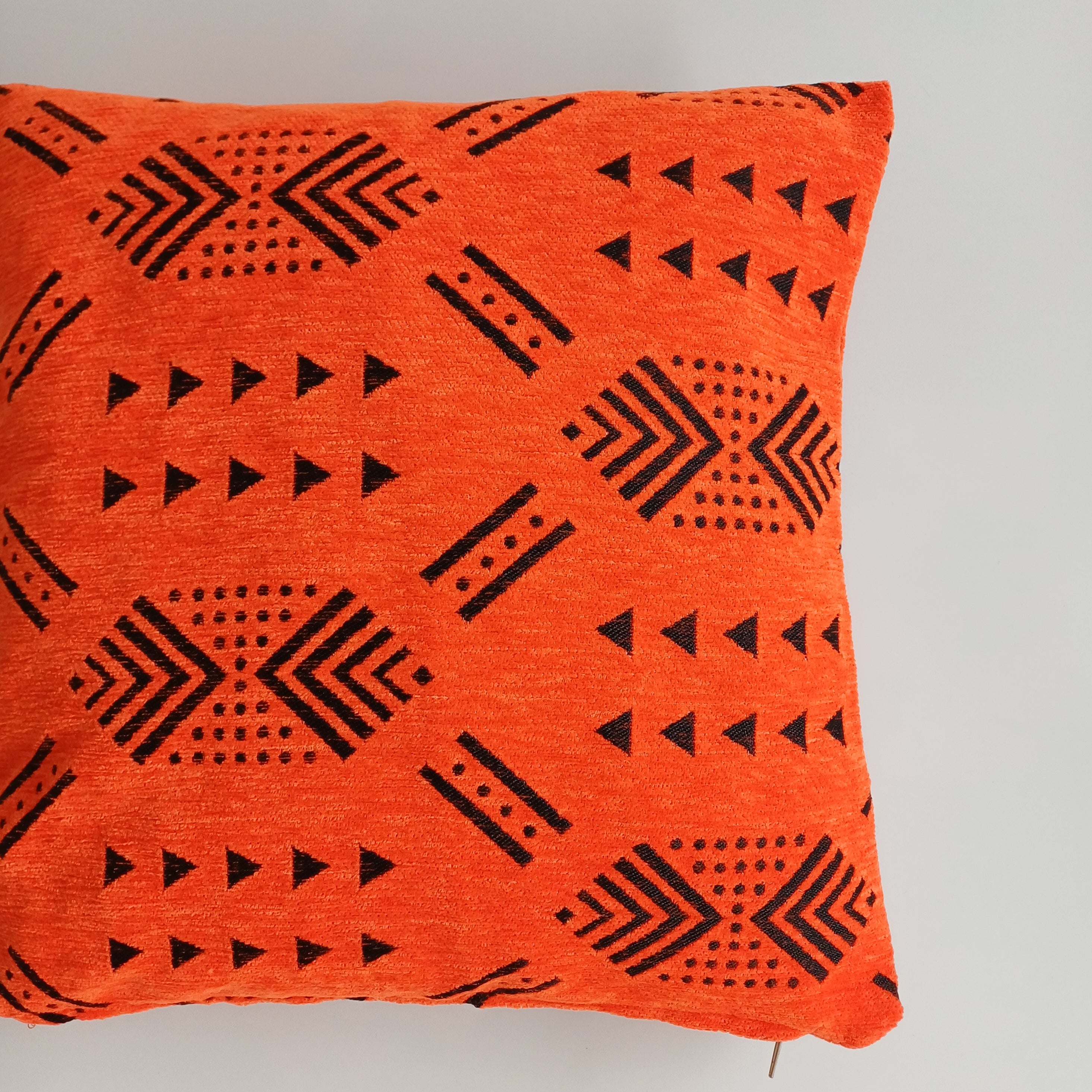 Moroccan Handmade Orange Velvet Cushion Cover 16''x16'' / 40x40 CM