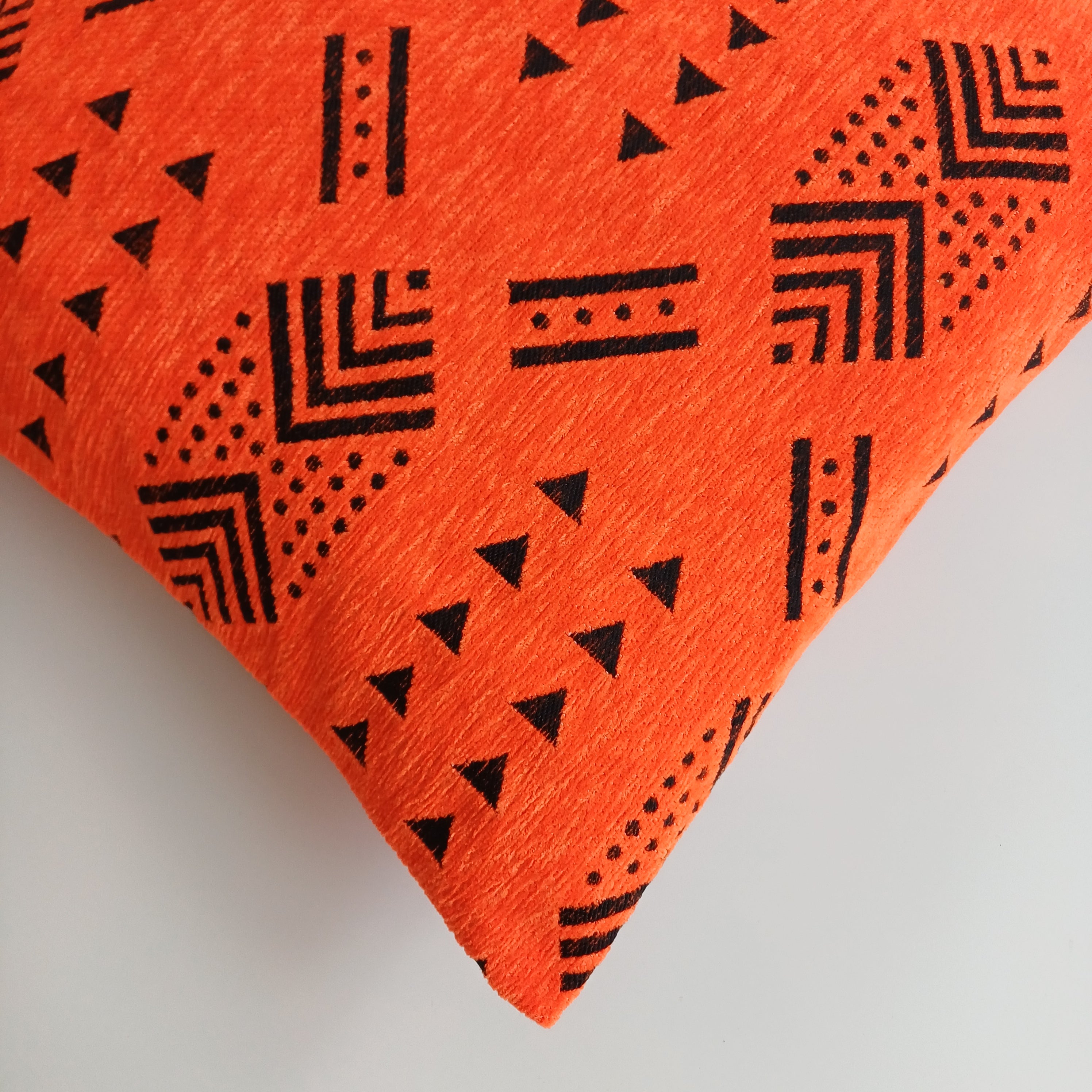 Moroccan Handmade Orange Velvet Cushion Cover 16''x16'' / 40x40 CM