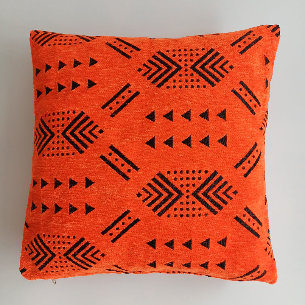 Moroccan Handmade Orange Velvet Cushion Cover 16''x16'' / 40x40 CM