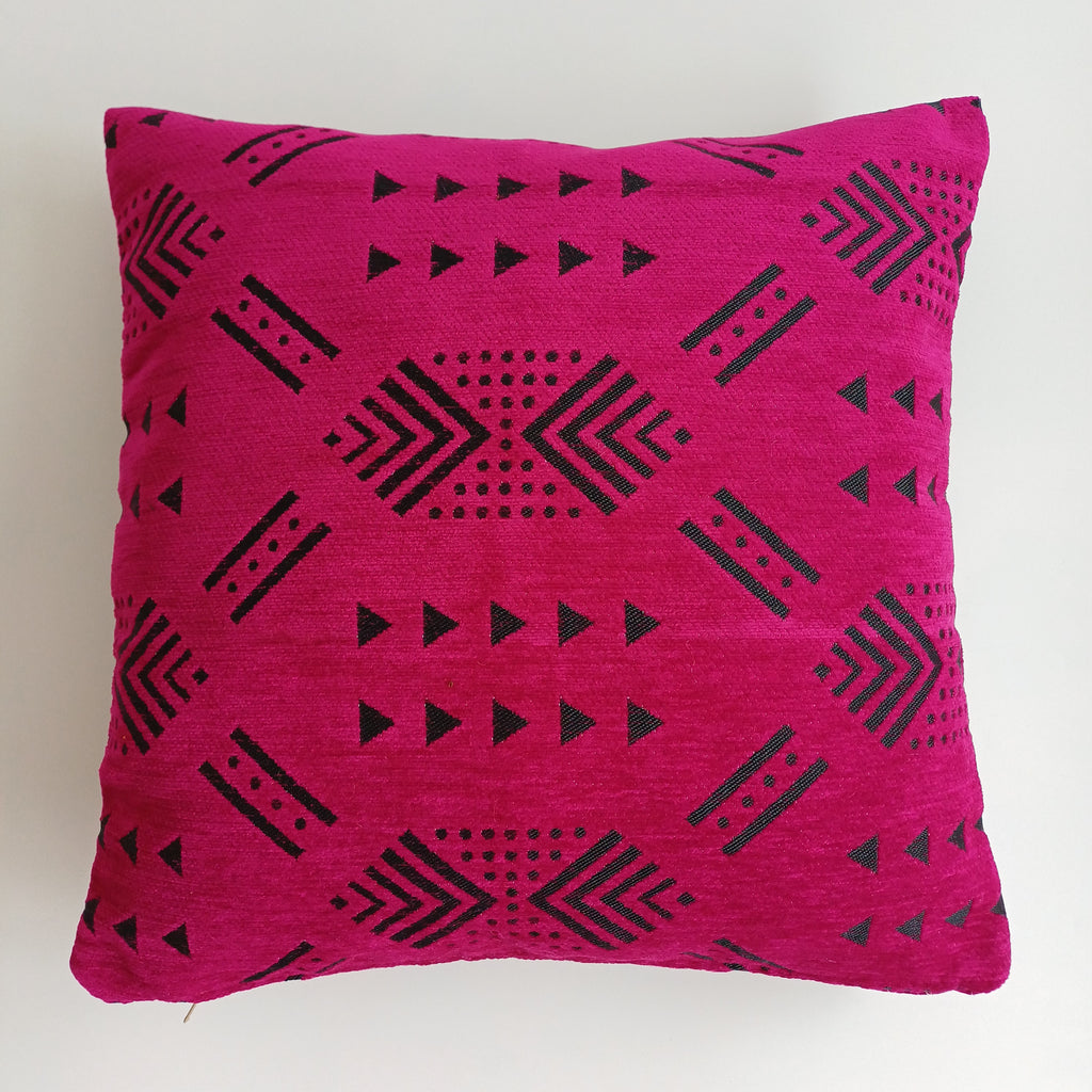 Moroccan Handmade Pink Velvet Cushion Cover 16''x16'' / 40x40 CM