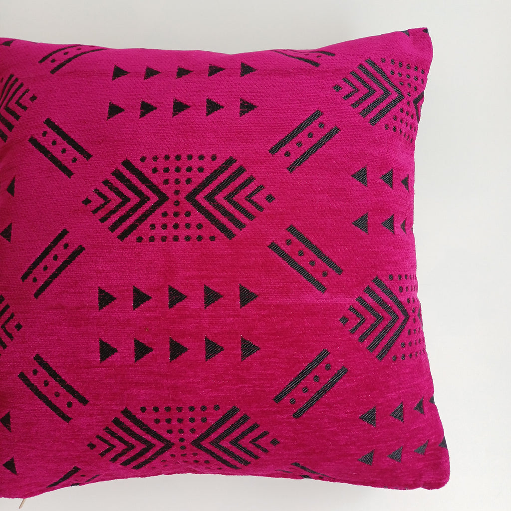 Moroccan Handmade Pink Velvet Cushion Cover 16''x16'' / 40x40 CM