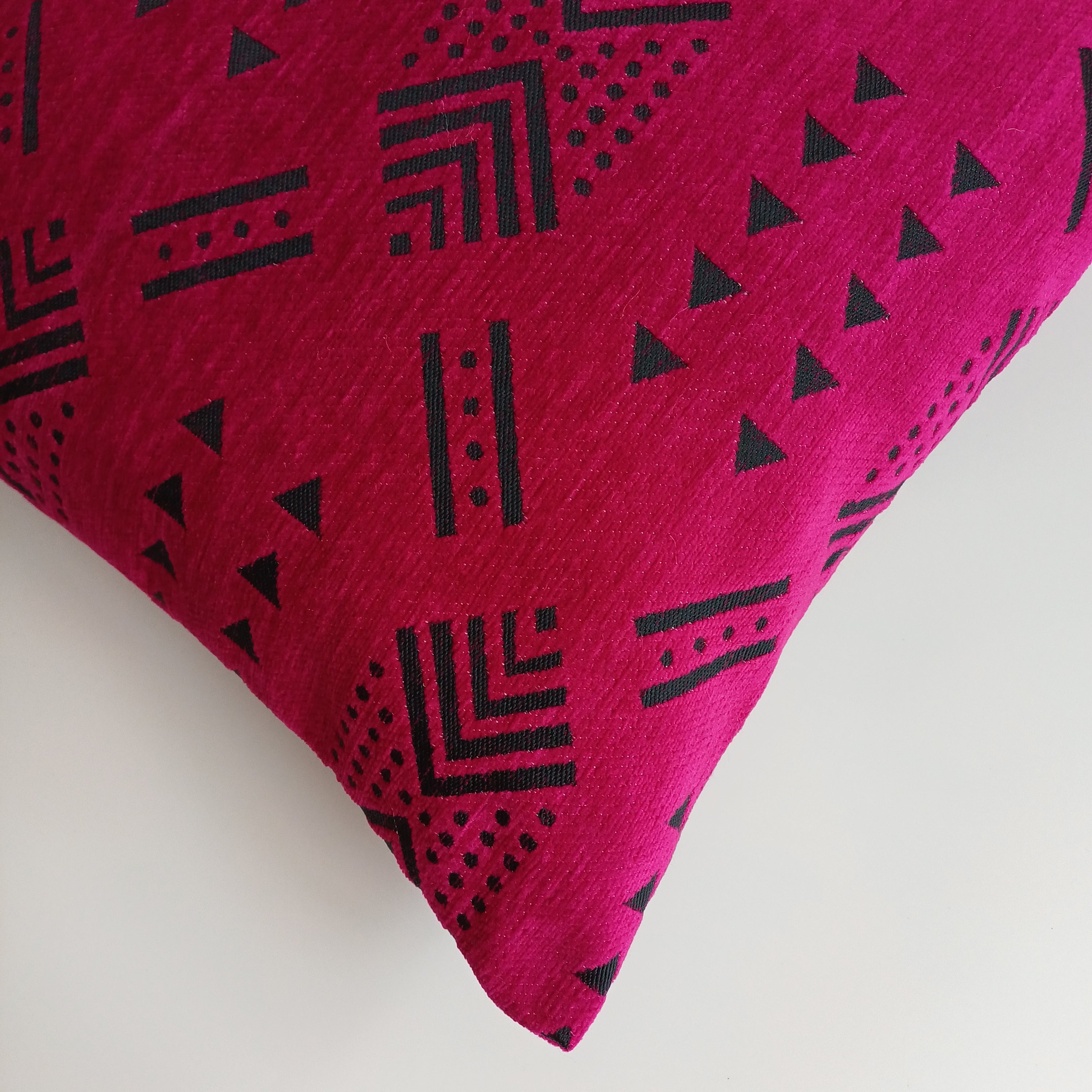 Moroccan Handmade Pink Velvet Cushion Cover 16''x16'' / 40x40 CM