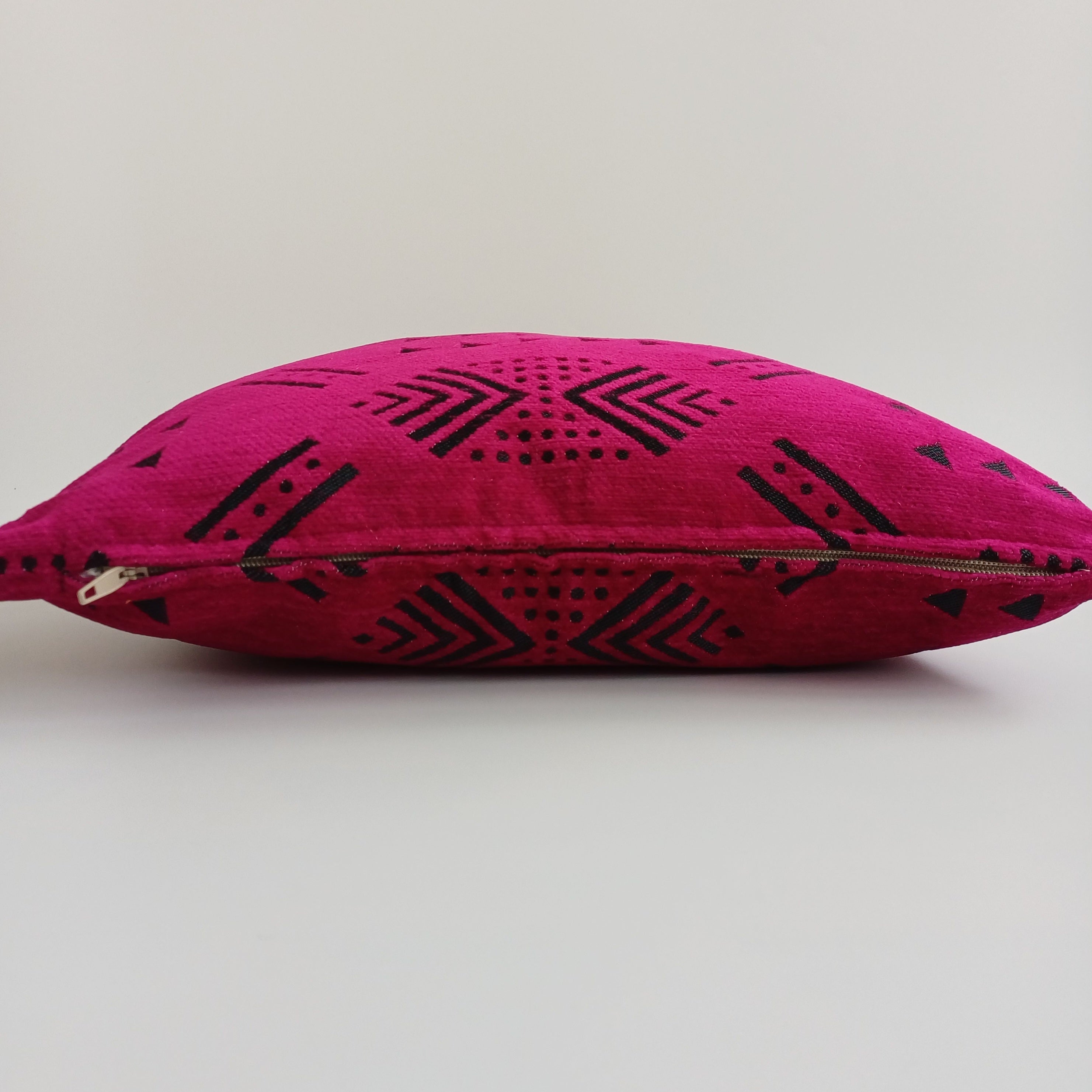 Moroccan Handmade Pink Velvet Cushion Cover 16''x16'' / 40x40 CM