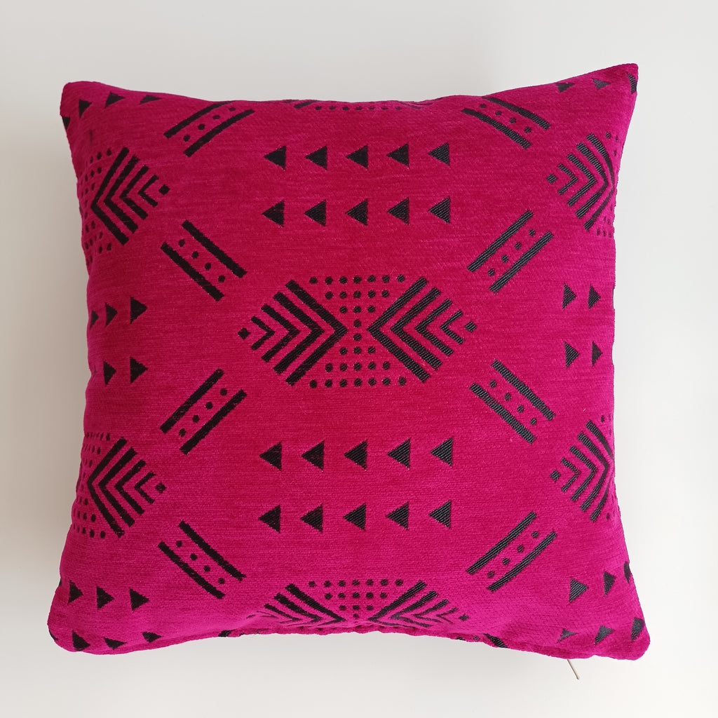 Moroccan Handmade Pink Velvet Cushion Cover 16''x16'' / 40x40 CM