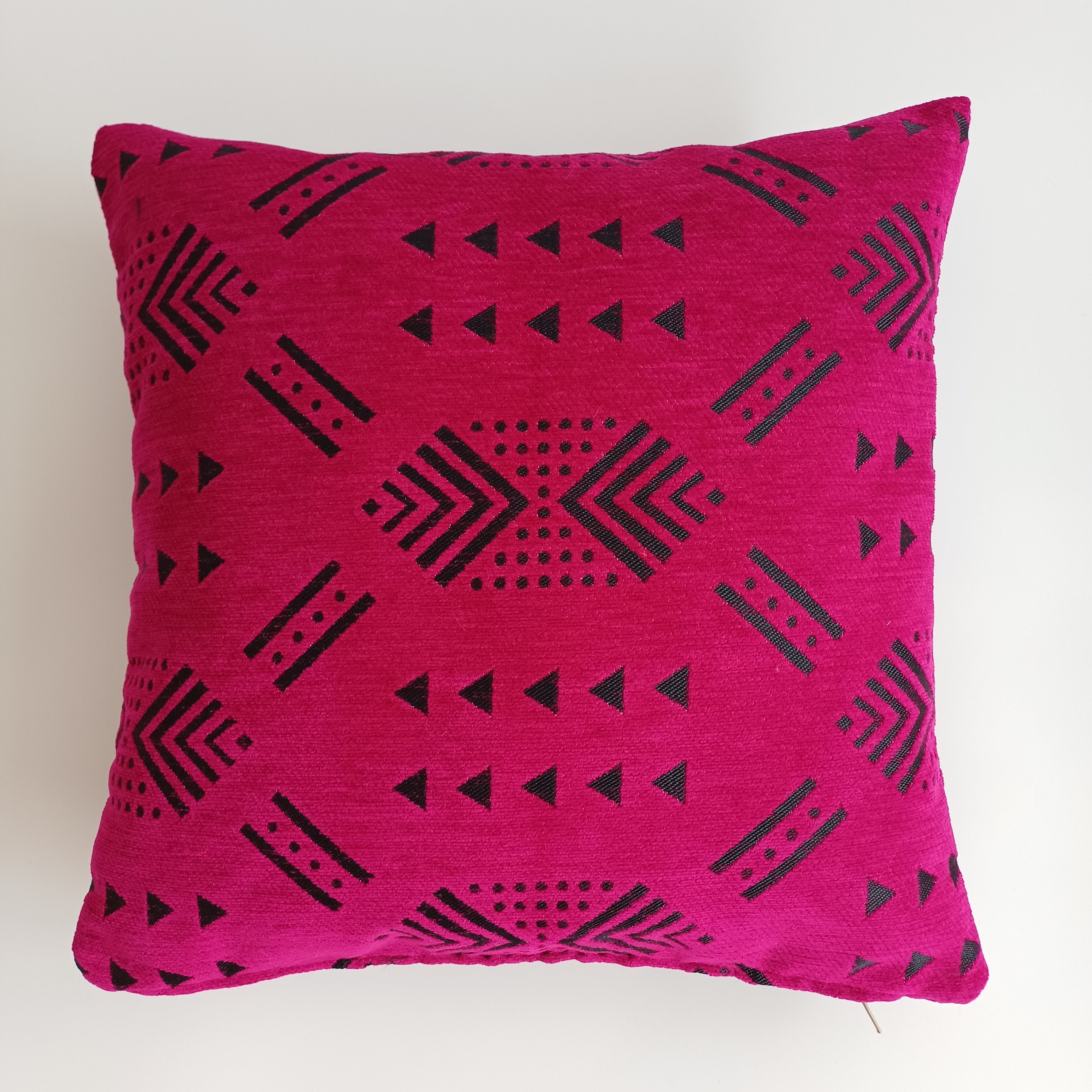 Moroccan Handmade Pink Velvet Cushion Cover 16''x16'' / 40x40 CM