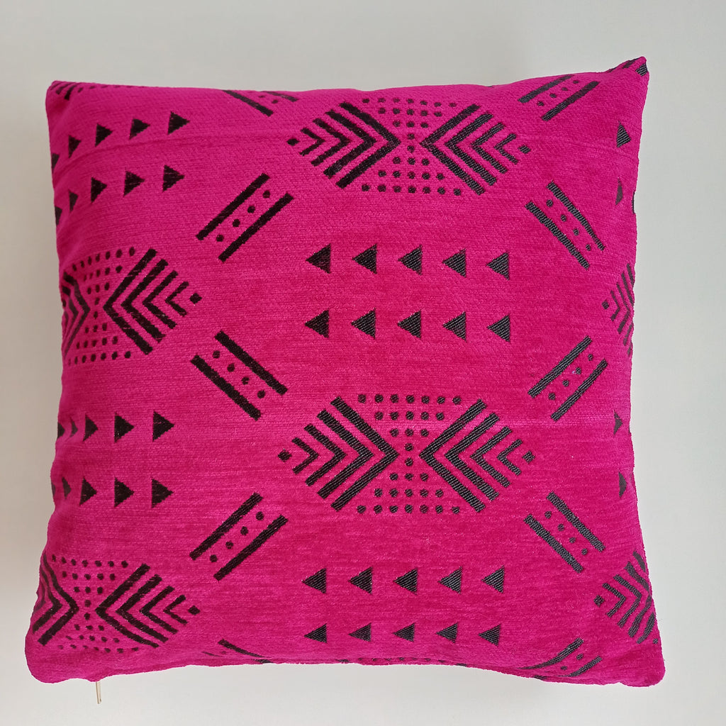 Moroccan Handmade Pink Velvet Cushion Cover 16''x16'' / 40x40 CM