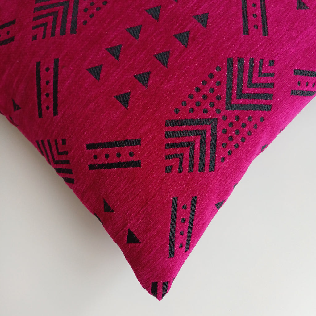 Moroccan Handmade Pink Velvet Cushion Cover 16''x16'' / 40x40 CM