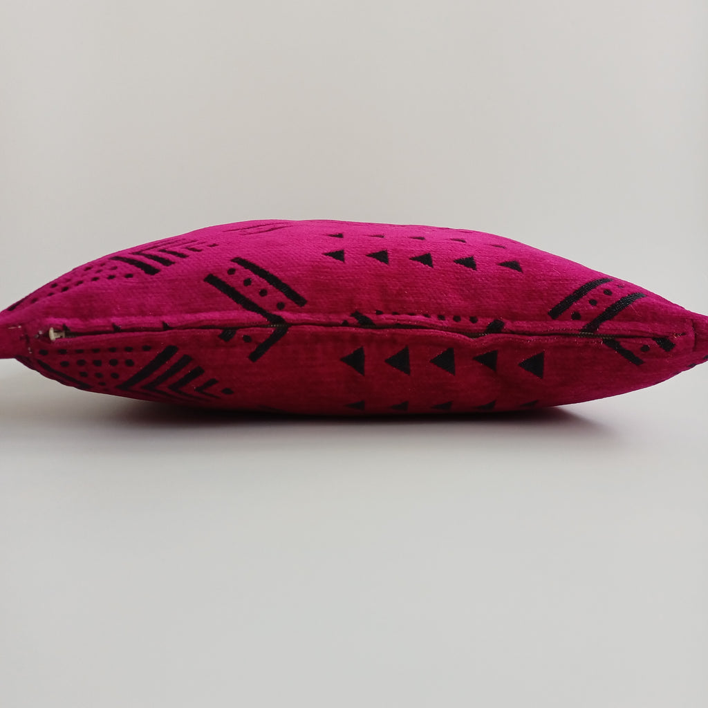 Moroccan Handmade Pink Velvet Cushion Cover 16''x16'' / 40x40 CM