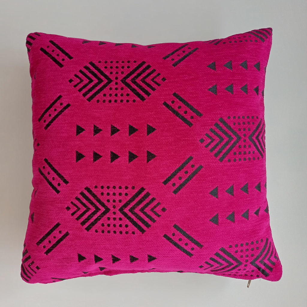 Moroccan Handmade Pink Velvet Cushion Cover 16''x16'' / 40x40 CM