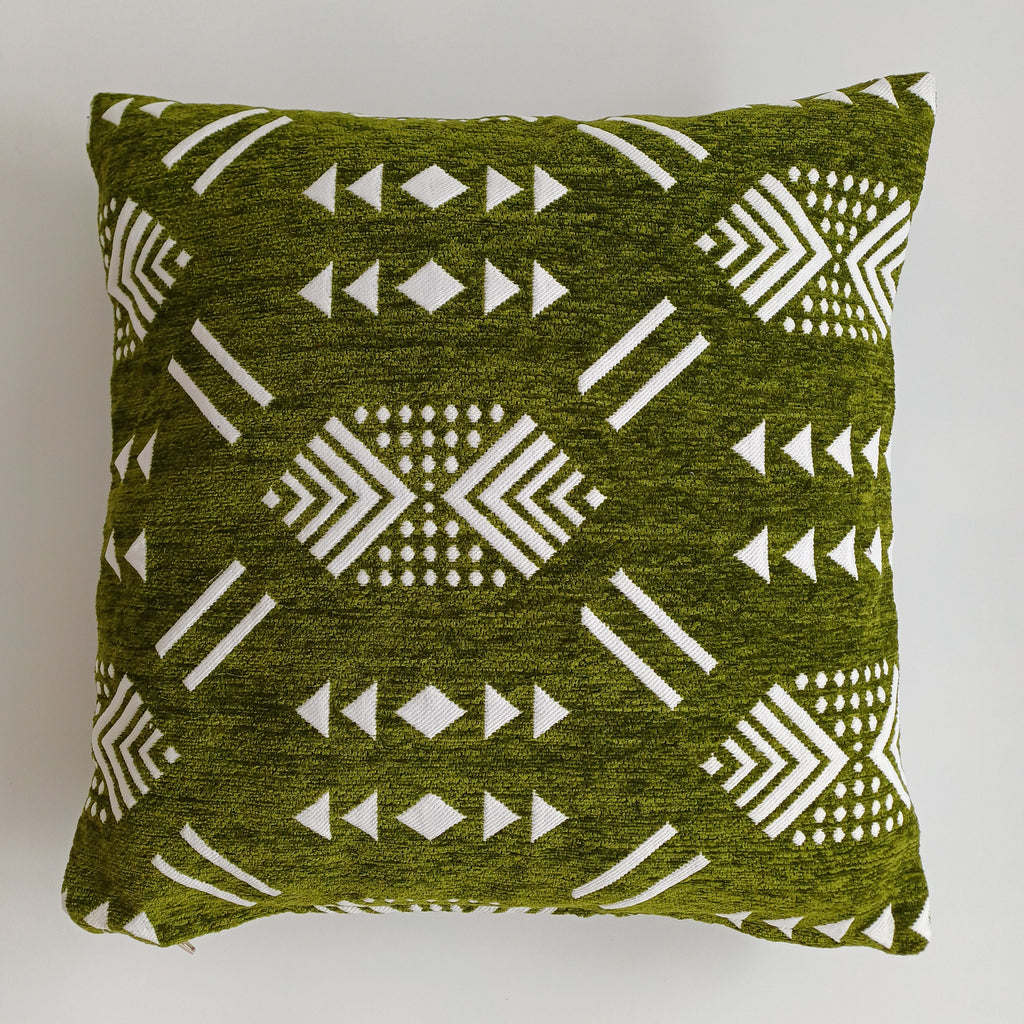 Moroccan Handmade Olive Green Velvet Cushion Cover 16''x16'' / 40x40 CM