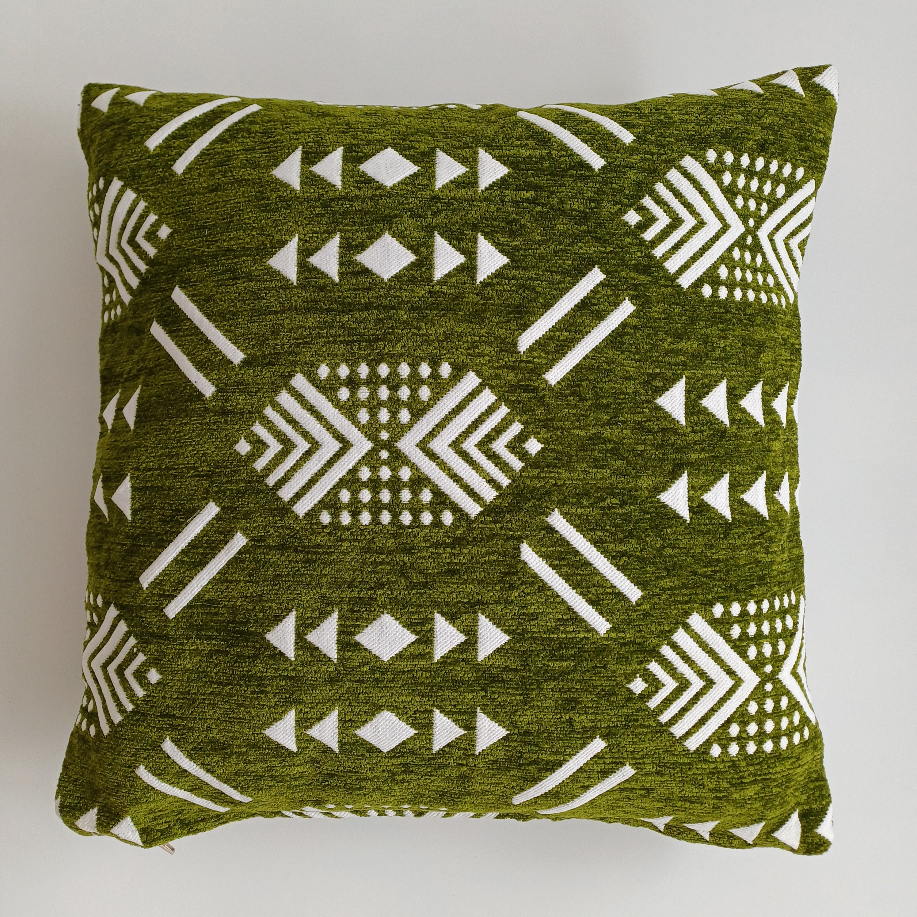 Moroccan Handmade Olive Green Velvet Cushion Cover 16''x16'' / 40x40 CM