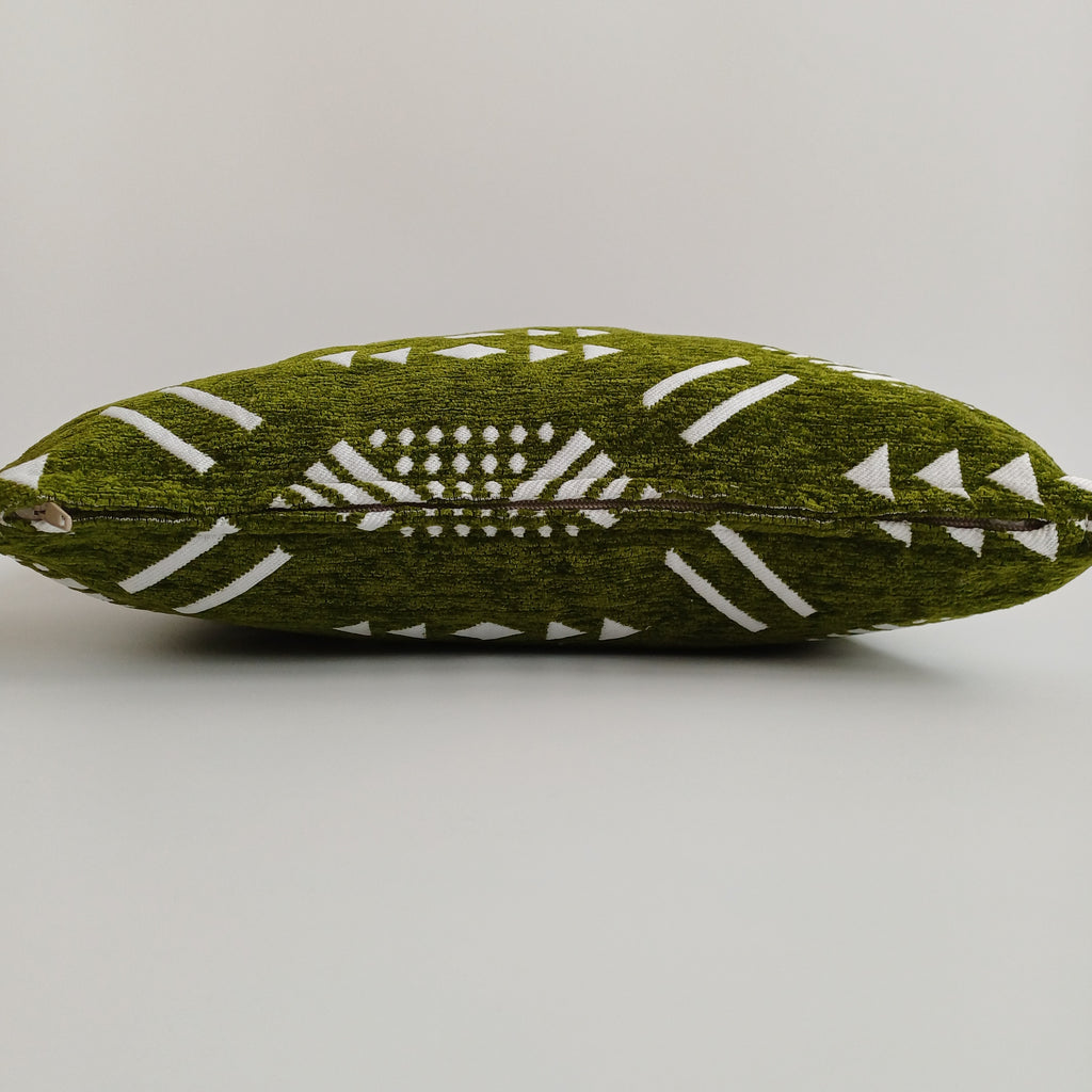 Moroccan Handmade Olive Green Velvet Cushion Cover 16''x16'' / 40x40 CM