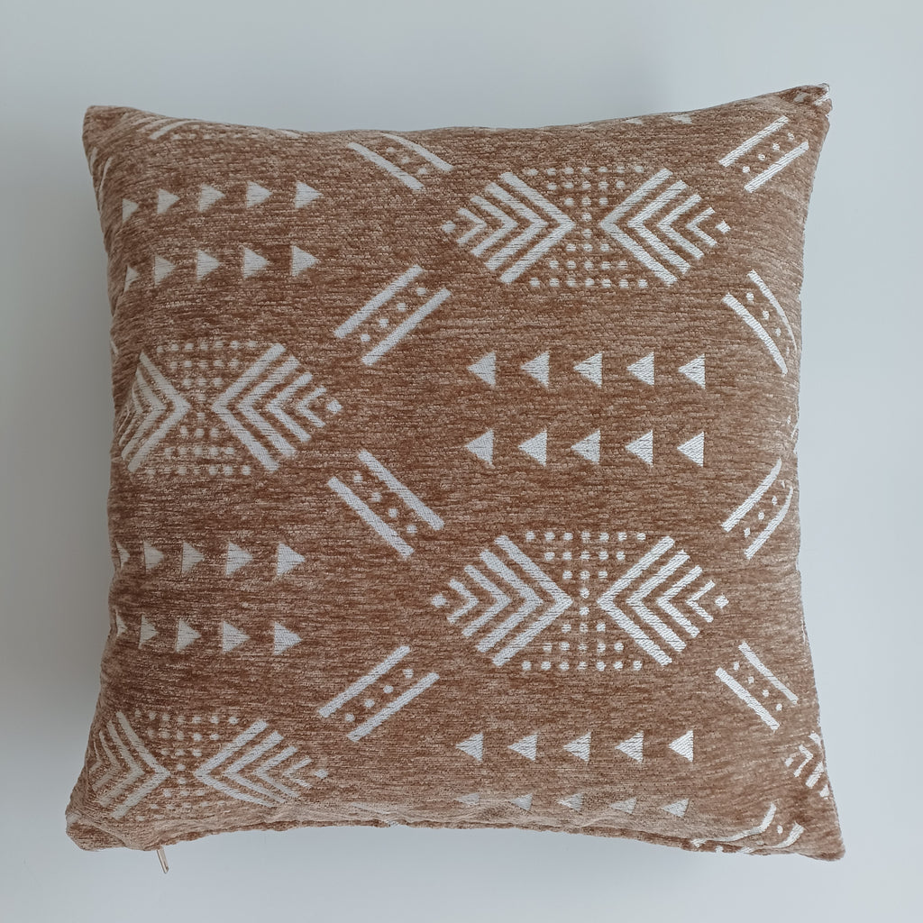 Moroccan Handmade Clay Brown Velvet Cushion Cover 16''x16'' / 40x40 CM