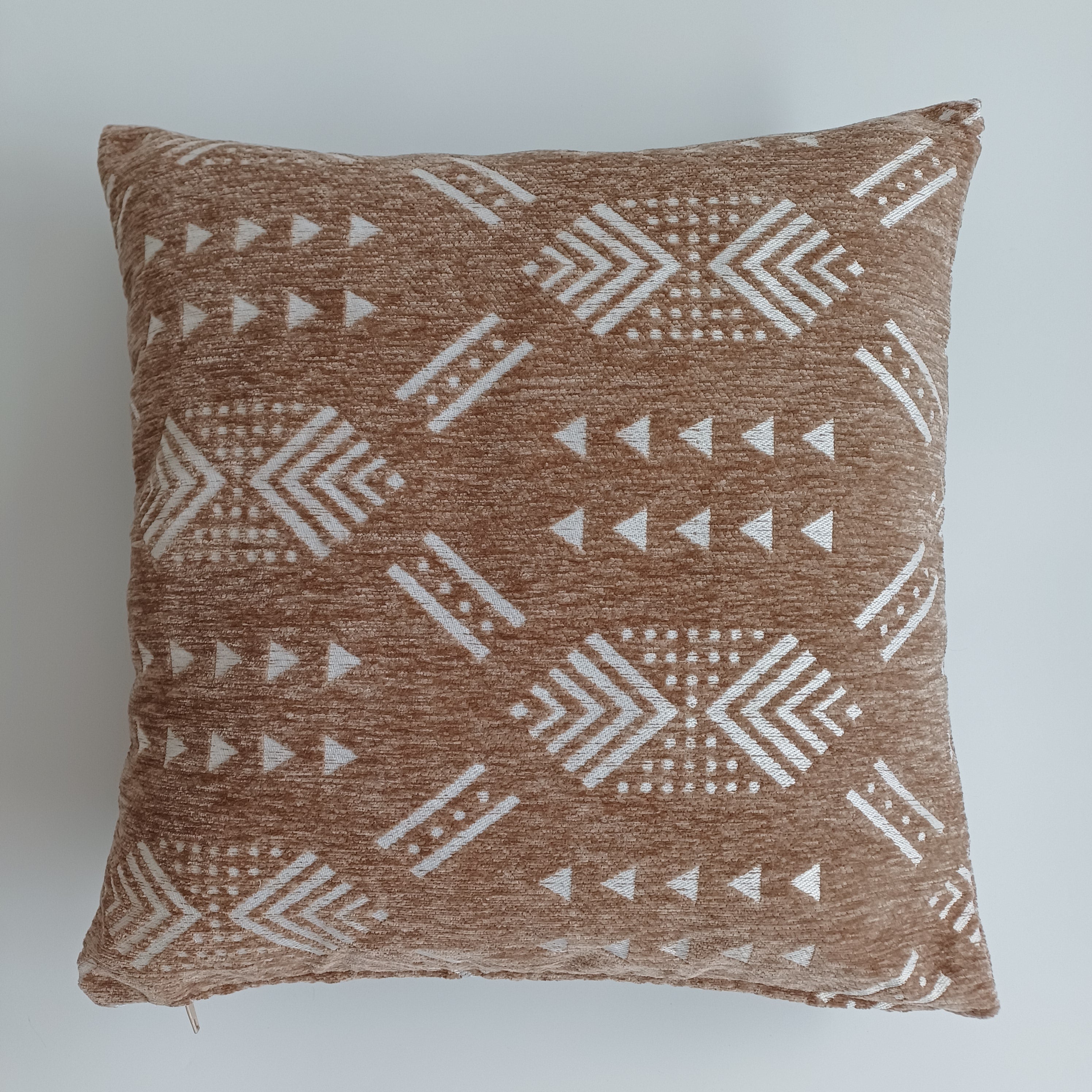 Moroccan Handmade Clay Brown Velvet Cushion Cover 16''x16'' / 40x40 CM
