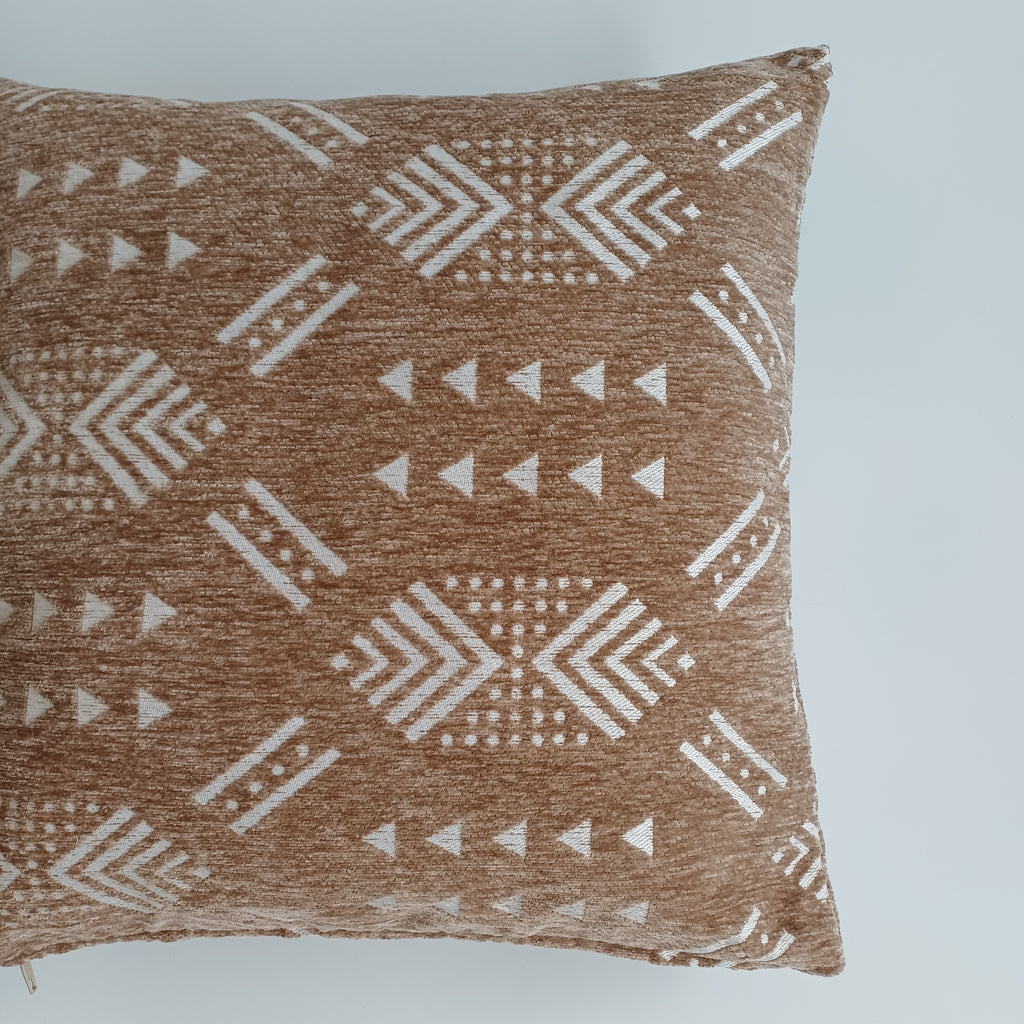 Moroccan Handmade Clay Brown Velvet Cushion Cover 16''x16'' / 40x40 CM