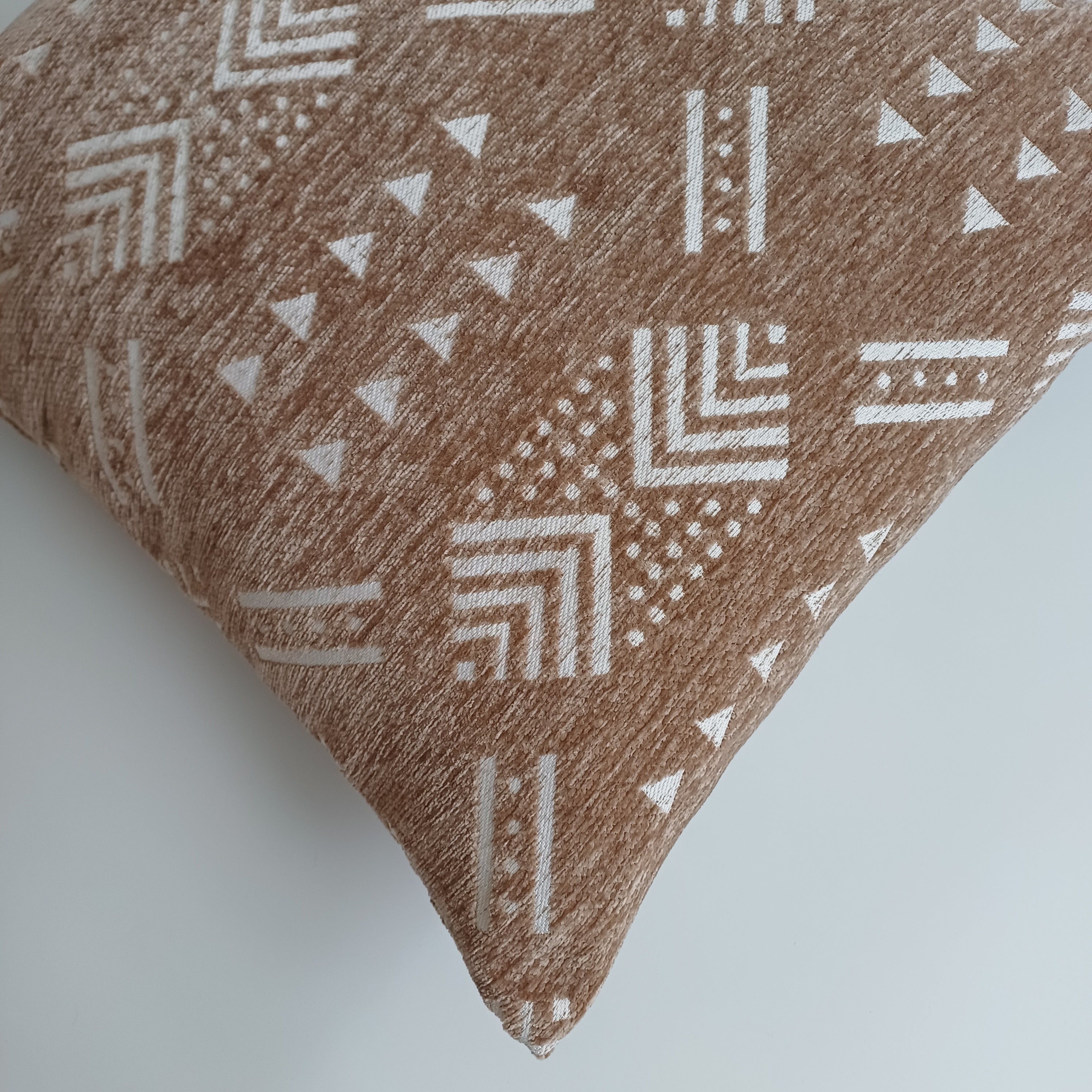 Moroccan Handmade Clay Brown Velvet Cushion Cover 16''x16'' / 40x40 CM