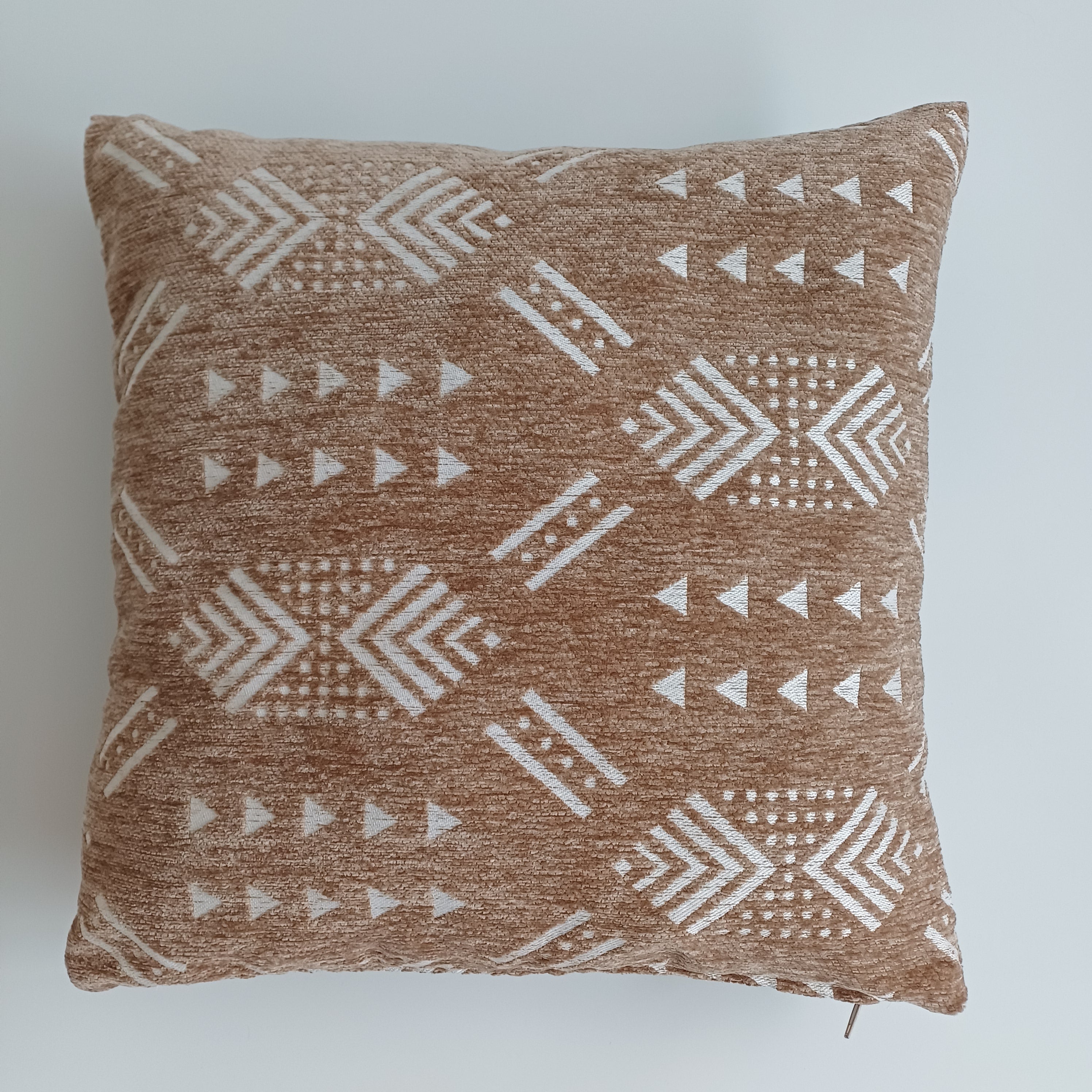 Moroccan Handmade Clay Brown Velvet Cushion Cover 16''x16'' / 40x40 CM