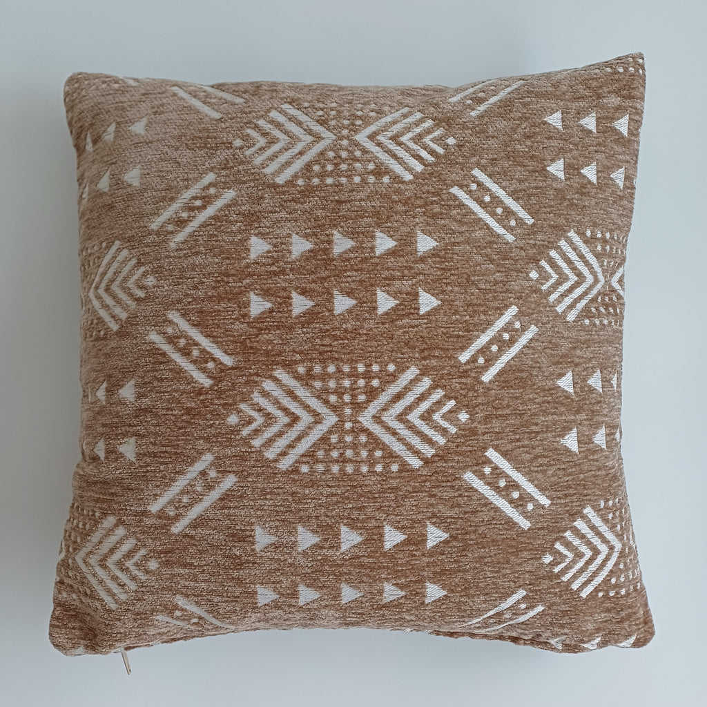 Moroccan Handmade Clay Brown Velvet Cushion Cover 16''x16'' / 40x40 CM