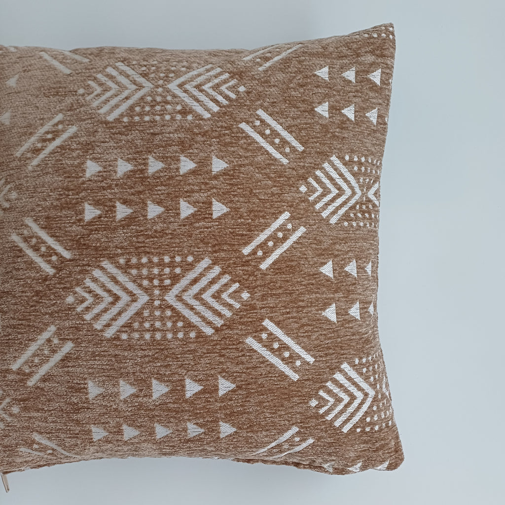 Moroccan Handmade Clay Brown Velvet Cushion Cover 16''x16'' / 40x40 CM