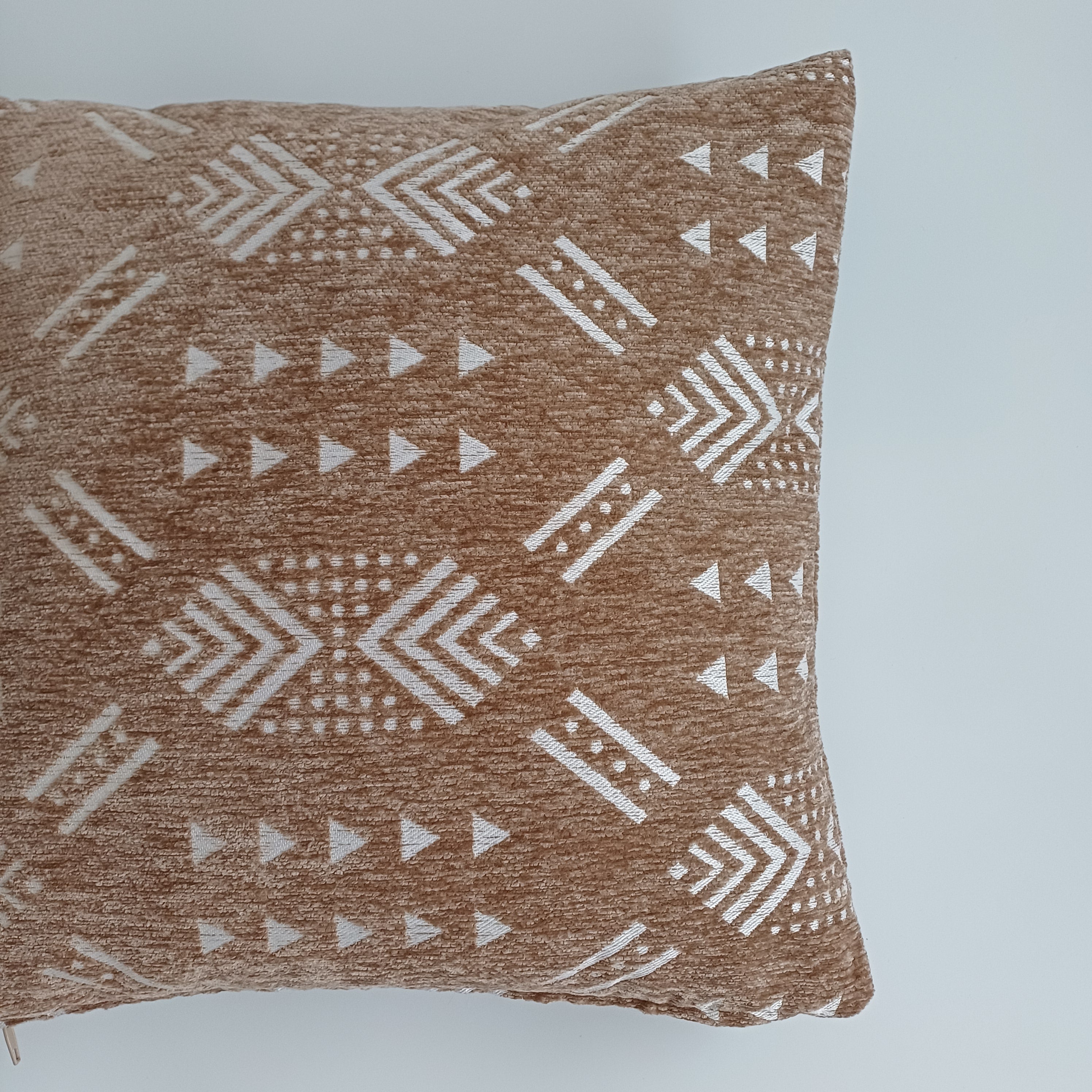 Moroccan Handmade Clay Brown Velvet Cushion Cover 16''x16'' / 40x40 CM