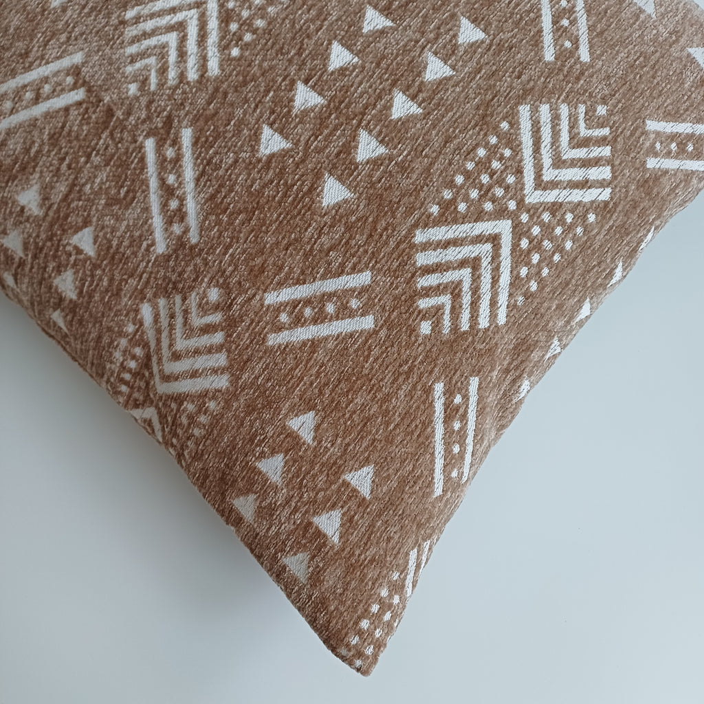Moroccan Handmade Clay Brown Velvet Cushion Cover 16''x16'' / 40x40 CM