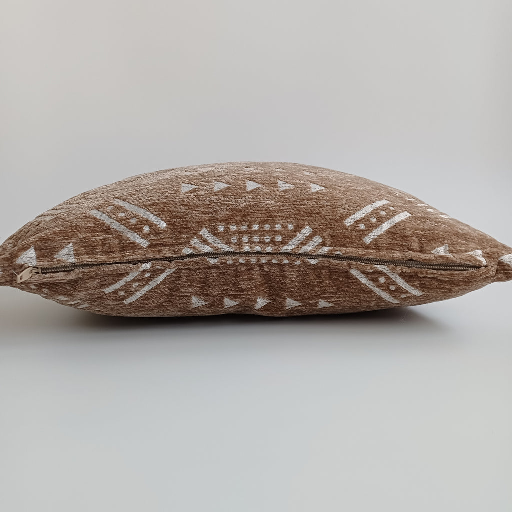 Moroccan Handmade Clay Brown Velvet Cushion Cover 16''x16'' / 40x40 CM