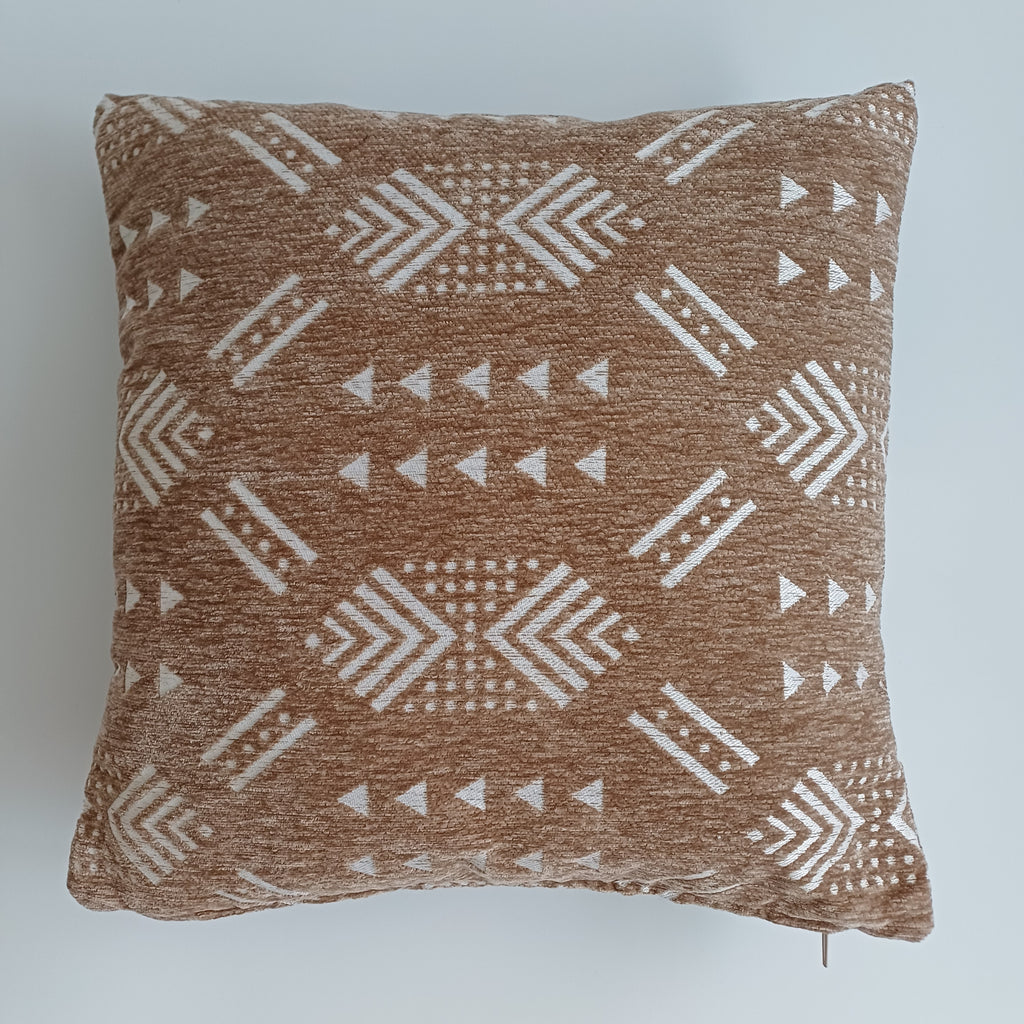 Moroccan Handmade Clay Brown Velvet Cushion Cover 16''x16'' / 40x40 CM