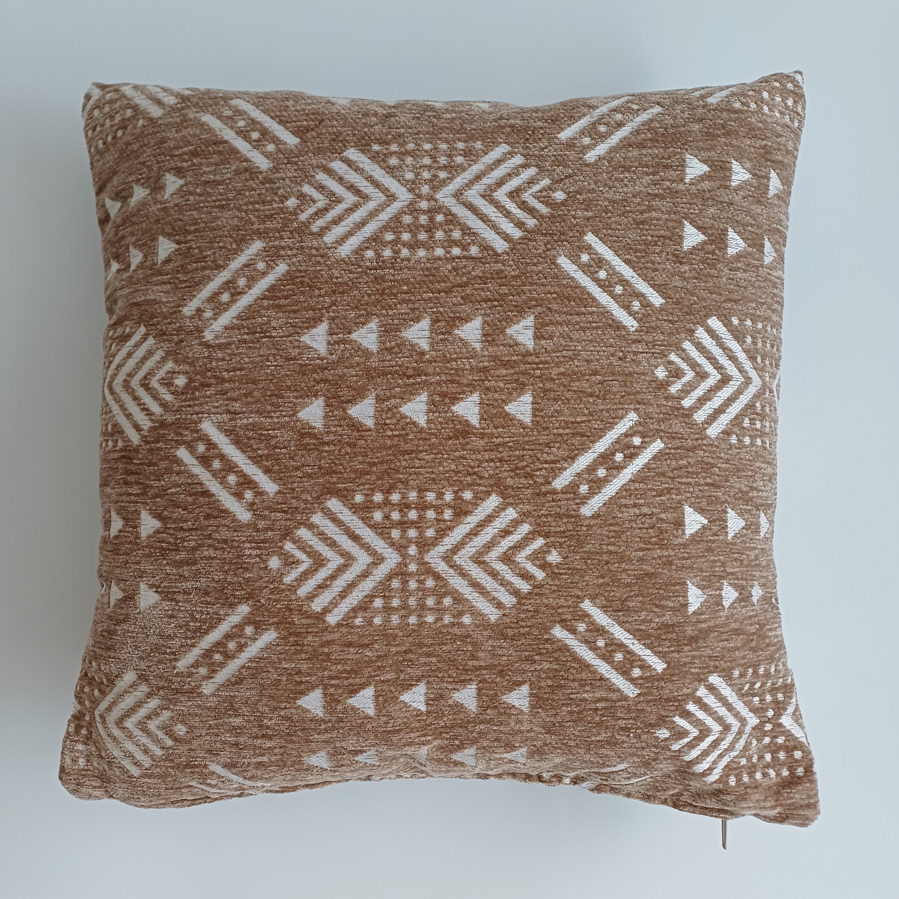 Moroccan Handmade Clay Brown Velvet Cushion Cover 16''x16'' / 40x40 CM