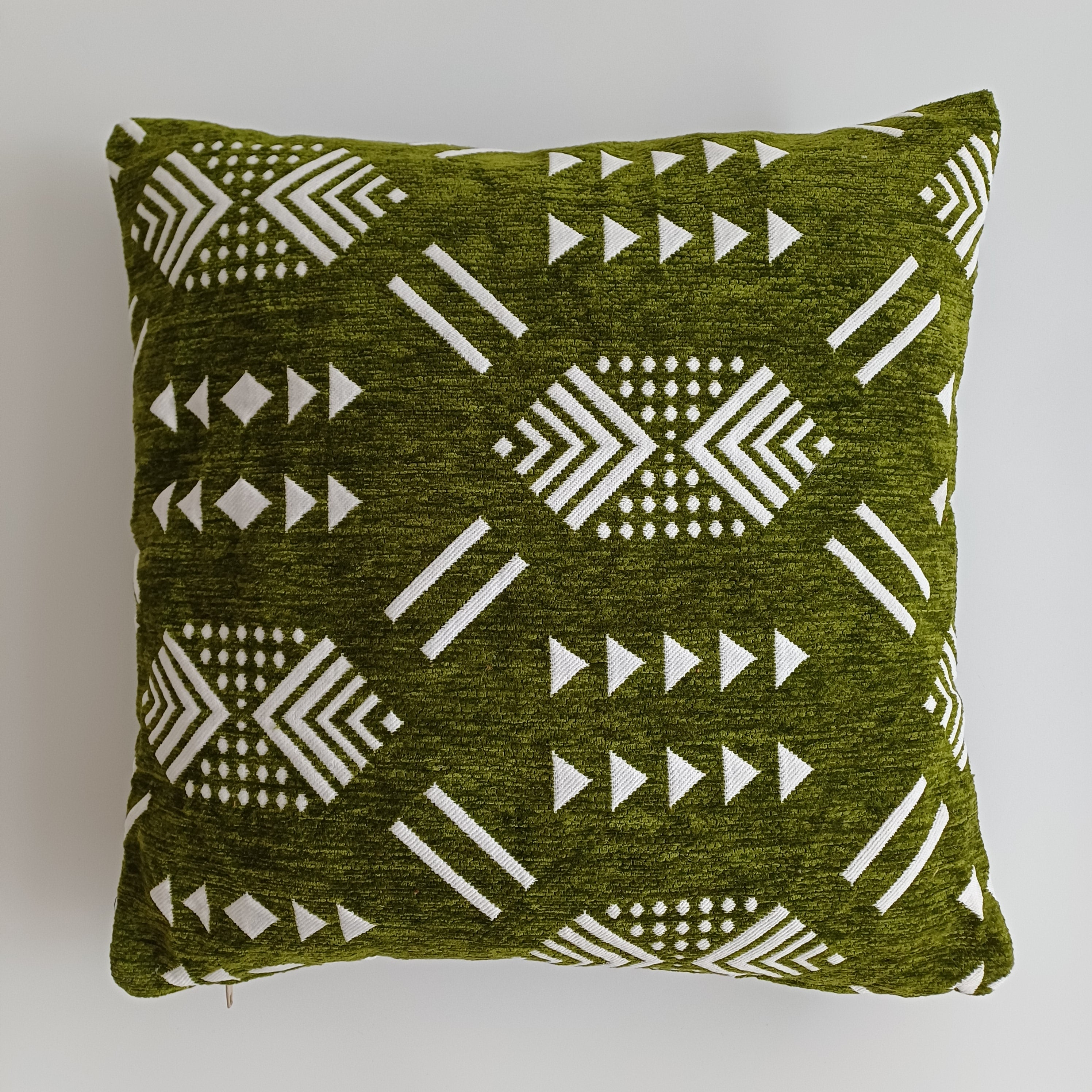 Moroccan Handmade Olive Green Velvet Cushion Cover 16''x16'' / 40x40 CM