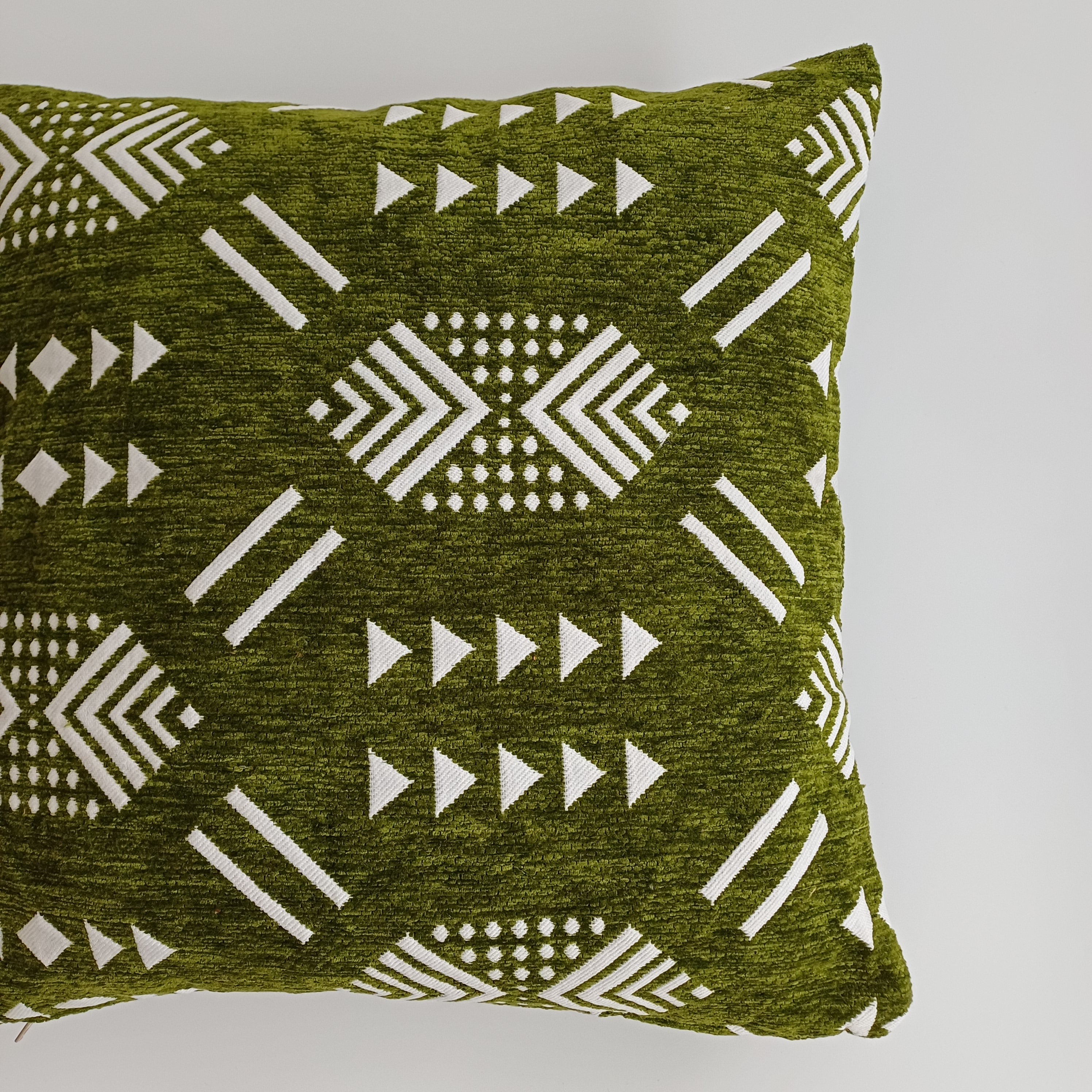 Moroccan Handmade Olive Green Velvet Cushion Cover 16''x16'' / 40x40 CM