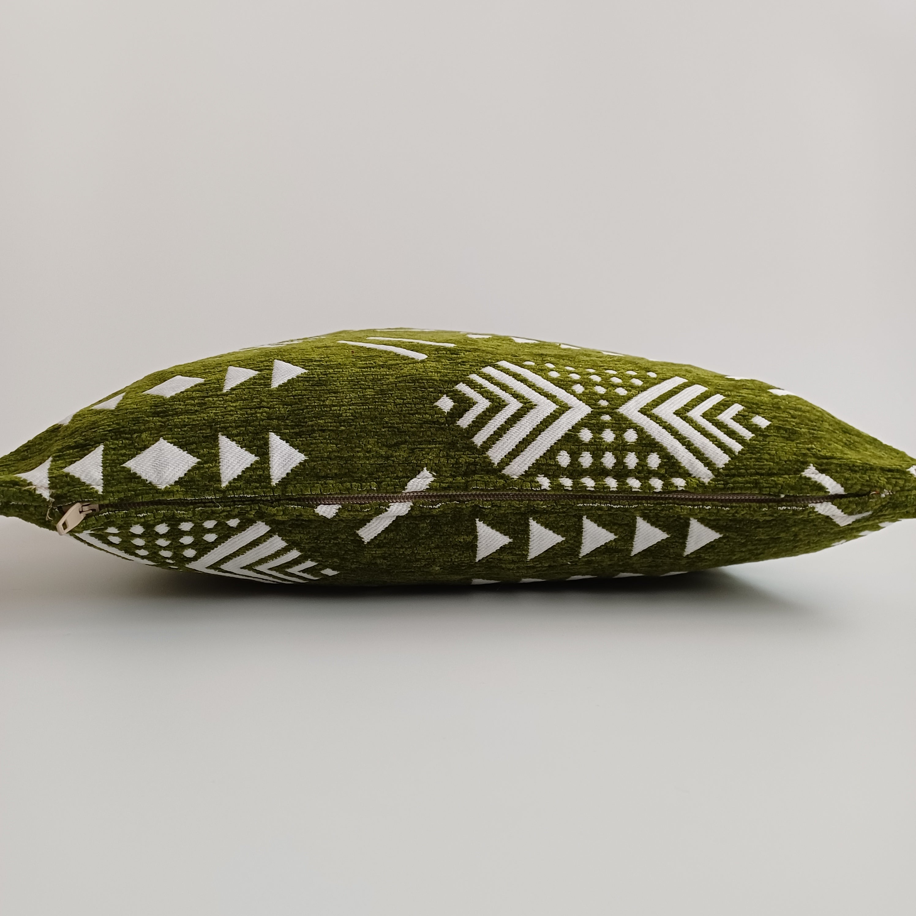 Moroccan Handmade Olive Green Velvet Cushion Cover 16''x16'' / 40x40 CM