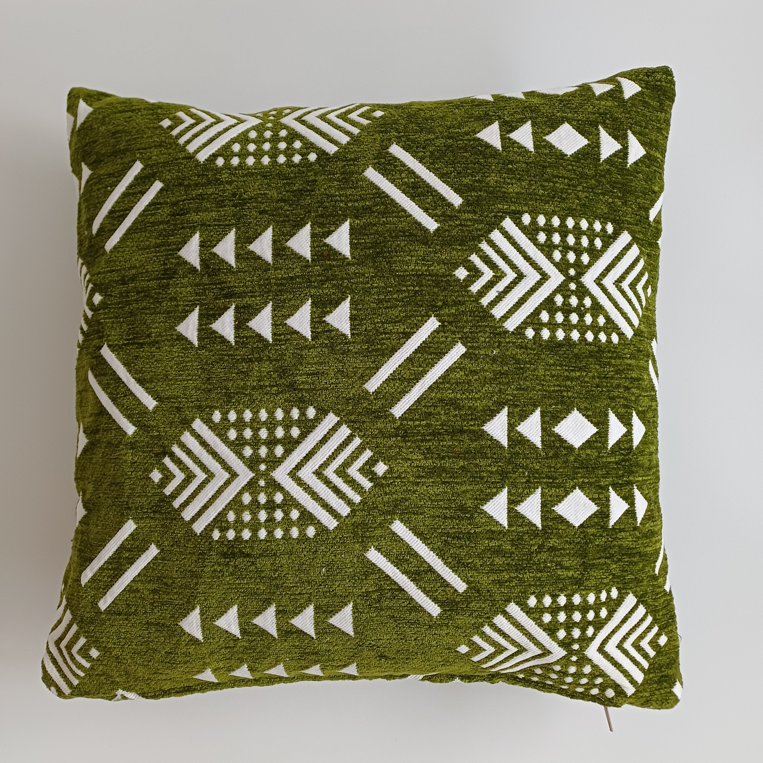 Moroccan Handmade Olive Green Velvet Cushion Cover 16''x16'' / 40x40 CM