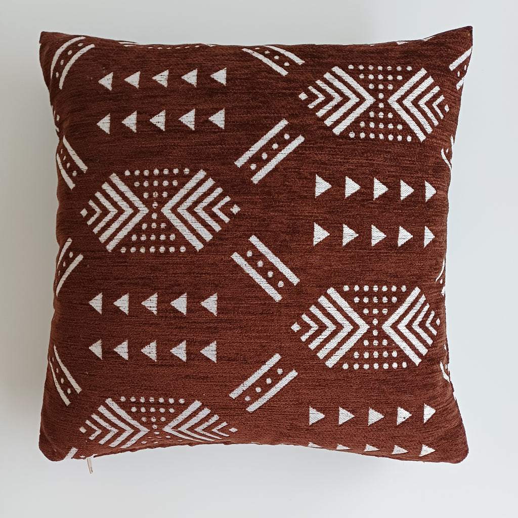 Moroccan Handmade Brown Velvet Cushion Cover 16''x16'' / 40x40 CM