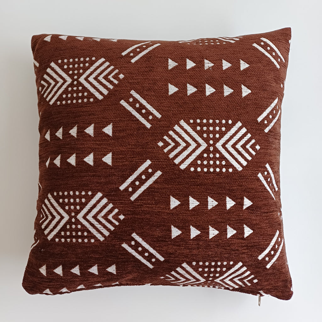 Moroccan Handmade Brown Velvet Cushion Cover 16''x16'' / 40x40 CM