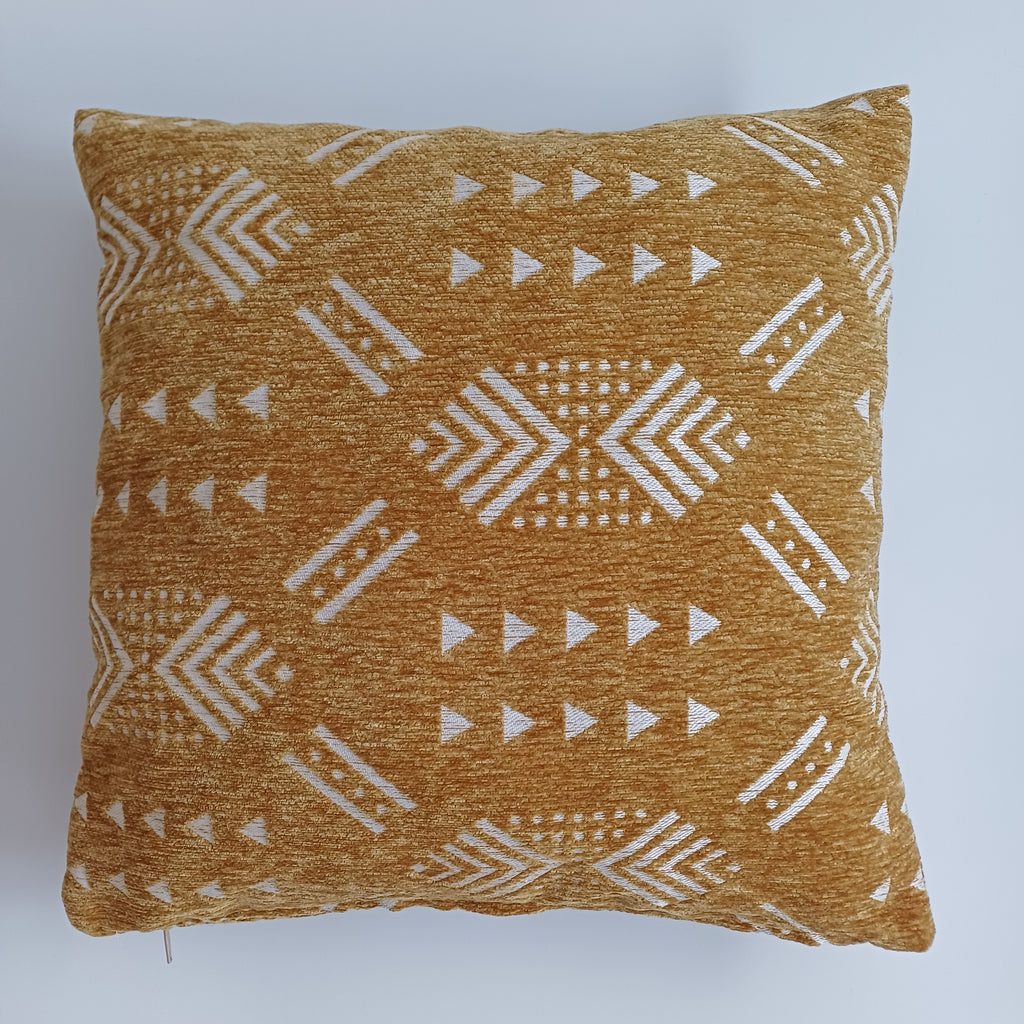 Moroccan Handmade Golden Brown Velvet Cushion Cover 16''x16'' / 40x40 CM