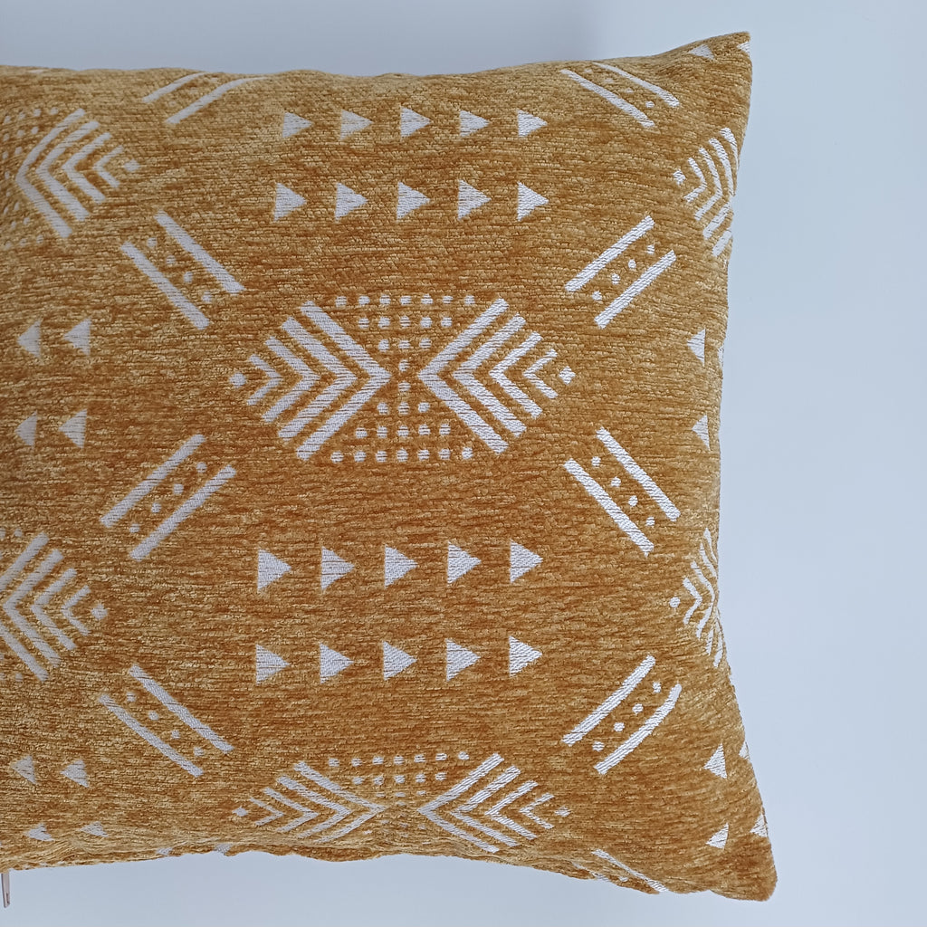 Moroccan Handmade Golden Brown Velvet Cushion Cover 16''x16'' / 40x40 CM