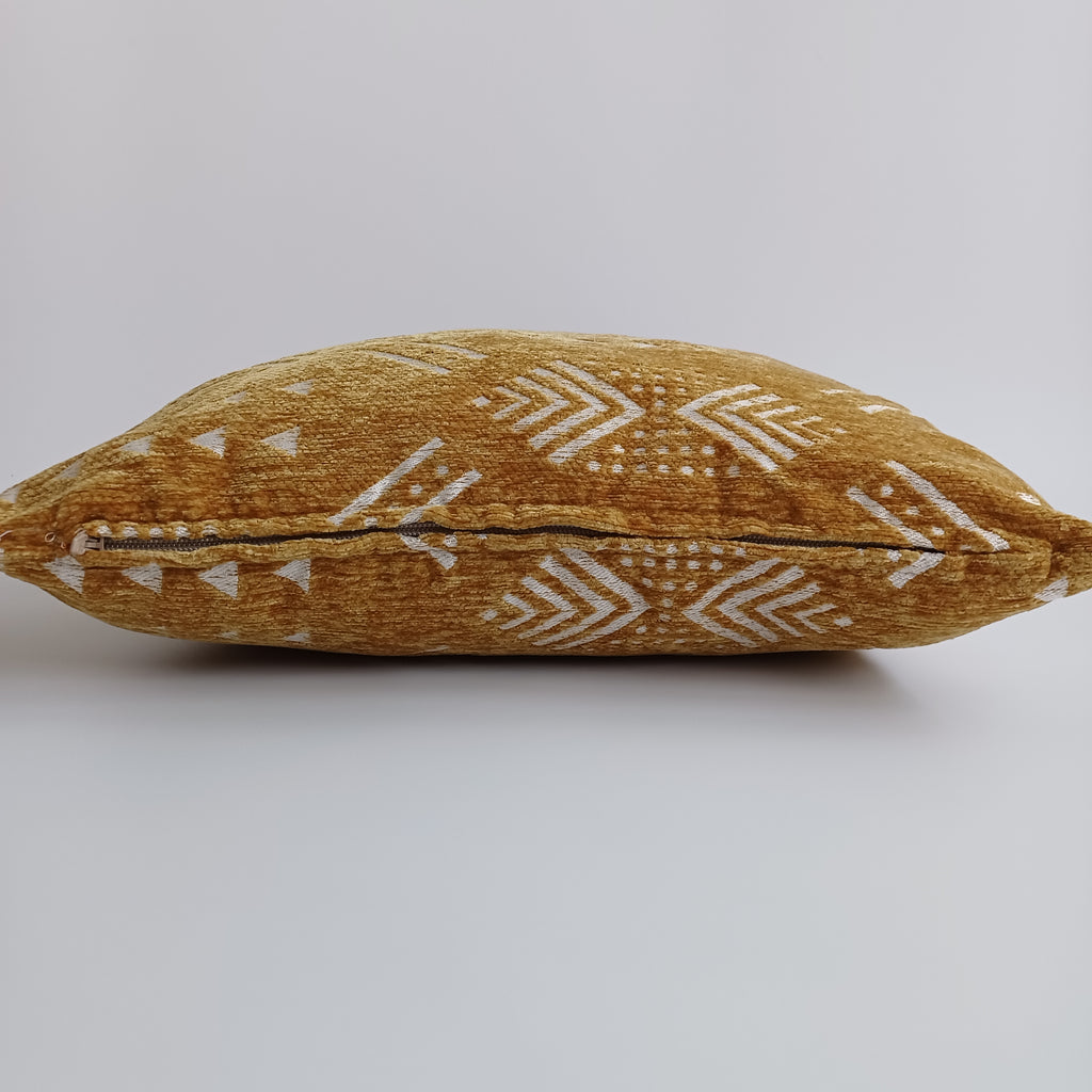 Moroccan Handmade Golden Brown Velvet Cushion Cover 16''x16'' / 40x40 CM