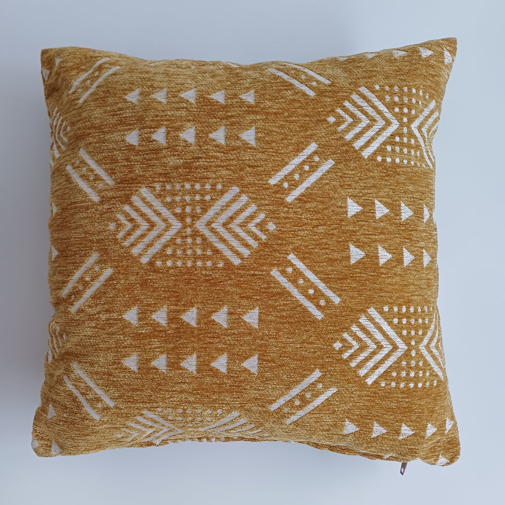 Moroccan Handmade Golden Brown Velvet Cushion Cover 16''x16'' / 40x40 CM