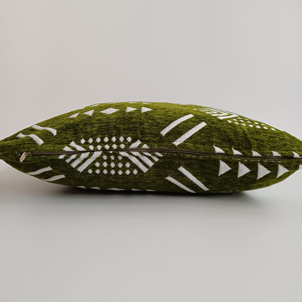 Moroccan Handmade Olive Green Velvet Cushion Cover 16''x16'' / 40x40 CM