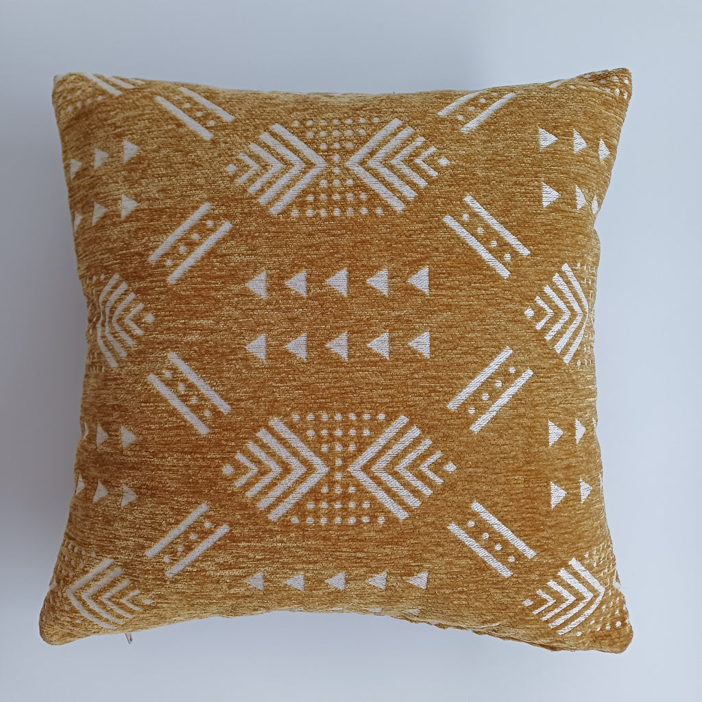 Moroccan Handmade Golden Brown Velvet Cushion Cover 16''x16'' / 40x40 CM
