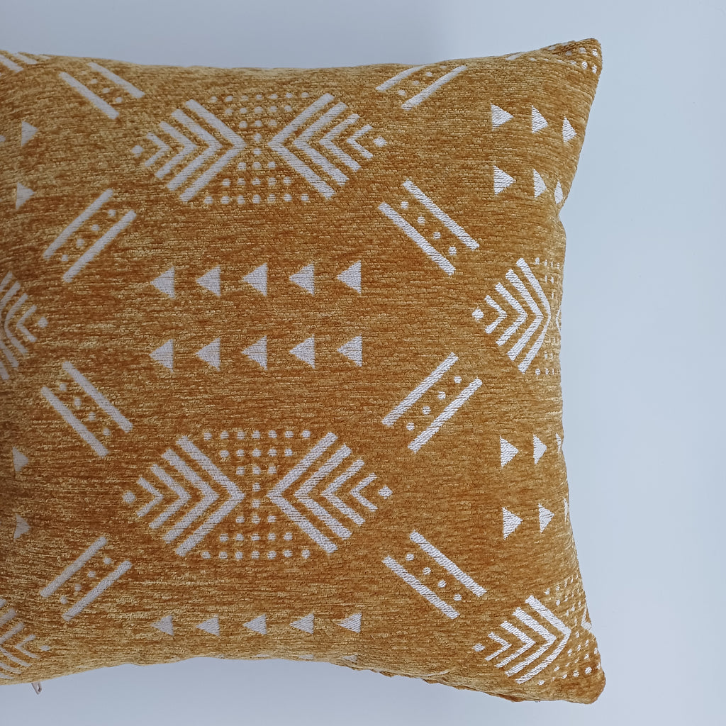 Moroccan Handmade Golden Brown Velvet Cushion Cover 16''x16'' / 40x40 CM