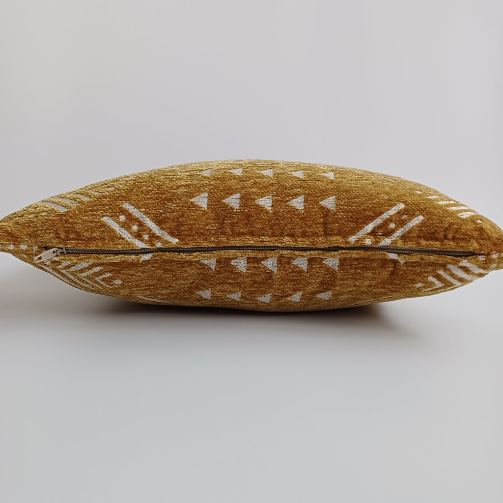 Moroccan Handmade Golden Brown Velvet Cushion Cover 16''x16'' / 40x40 CM