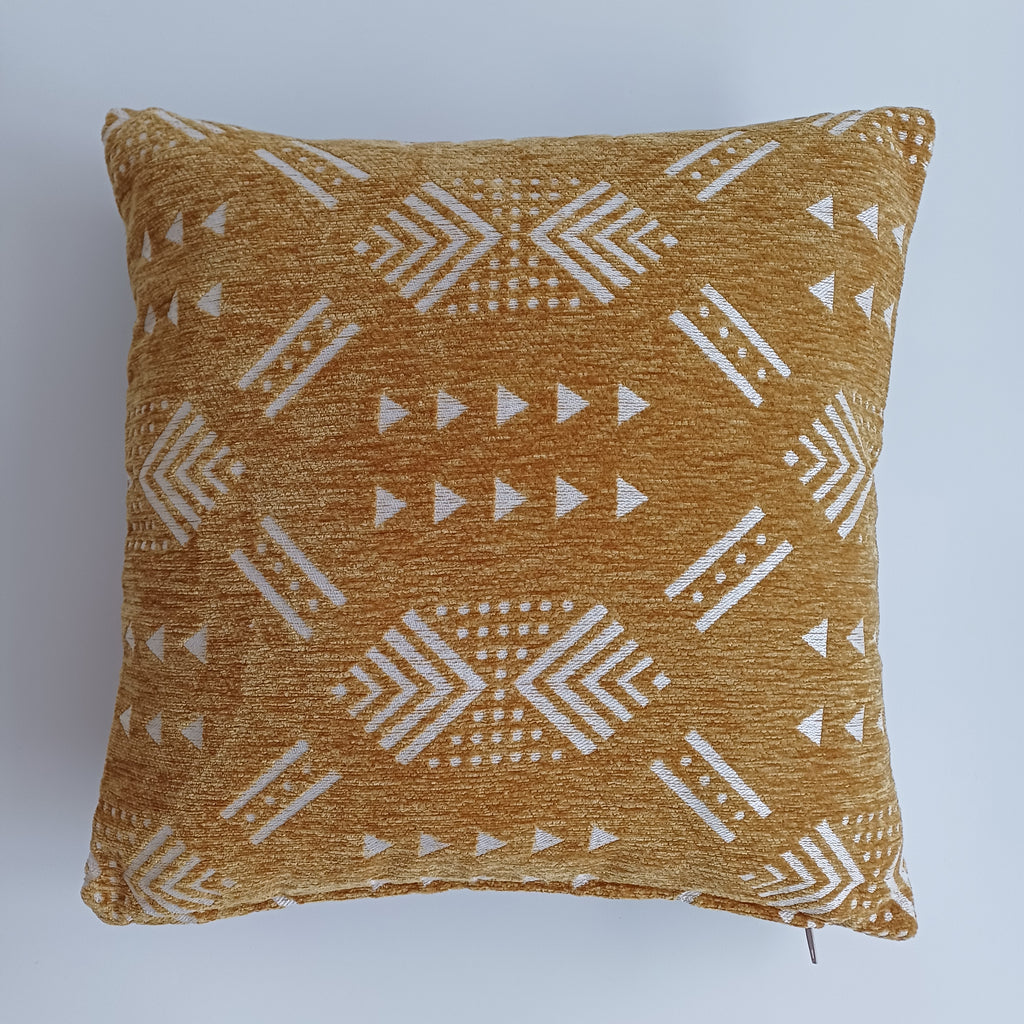 Moroccan Handmade Golden Brown Velvet Cushion Cover 16''x16'' / 40x40 CM