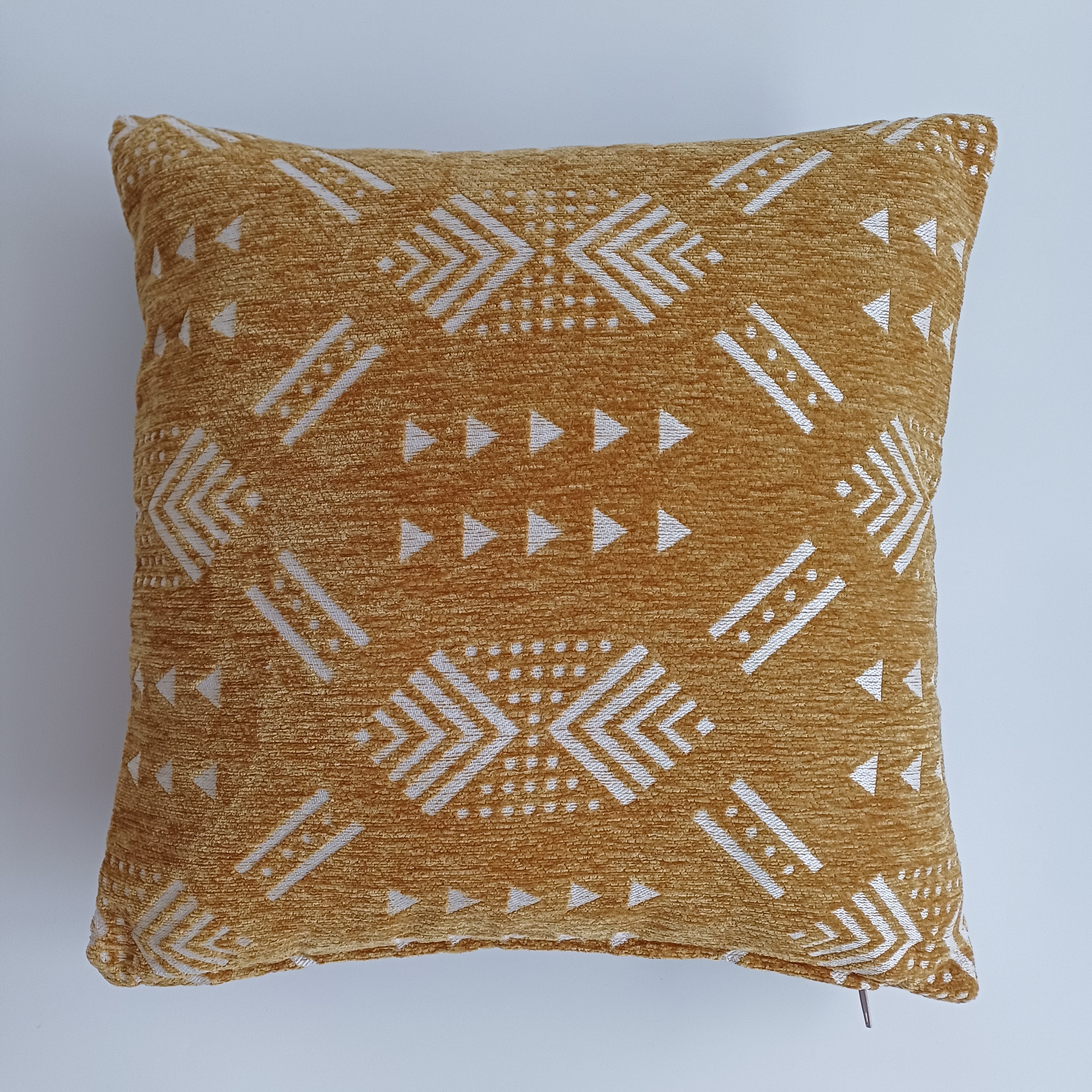 Moroccan Handmade Golden Brown Velvet Cushion Cover 16''x16'' / 40x40 CM