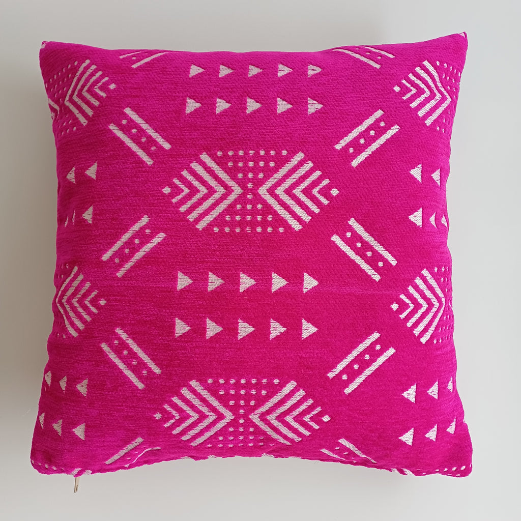 Moroccan Handmade Pink Velvet Cushion Cover 16''x16'' / 40x40 CM
