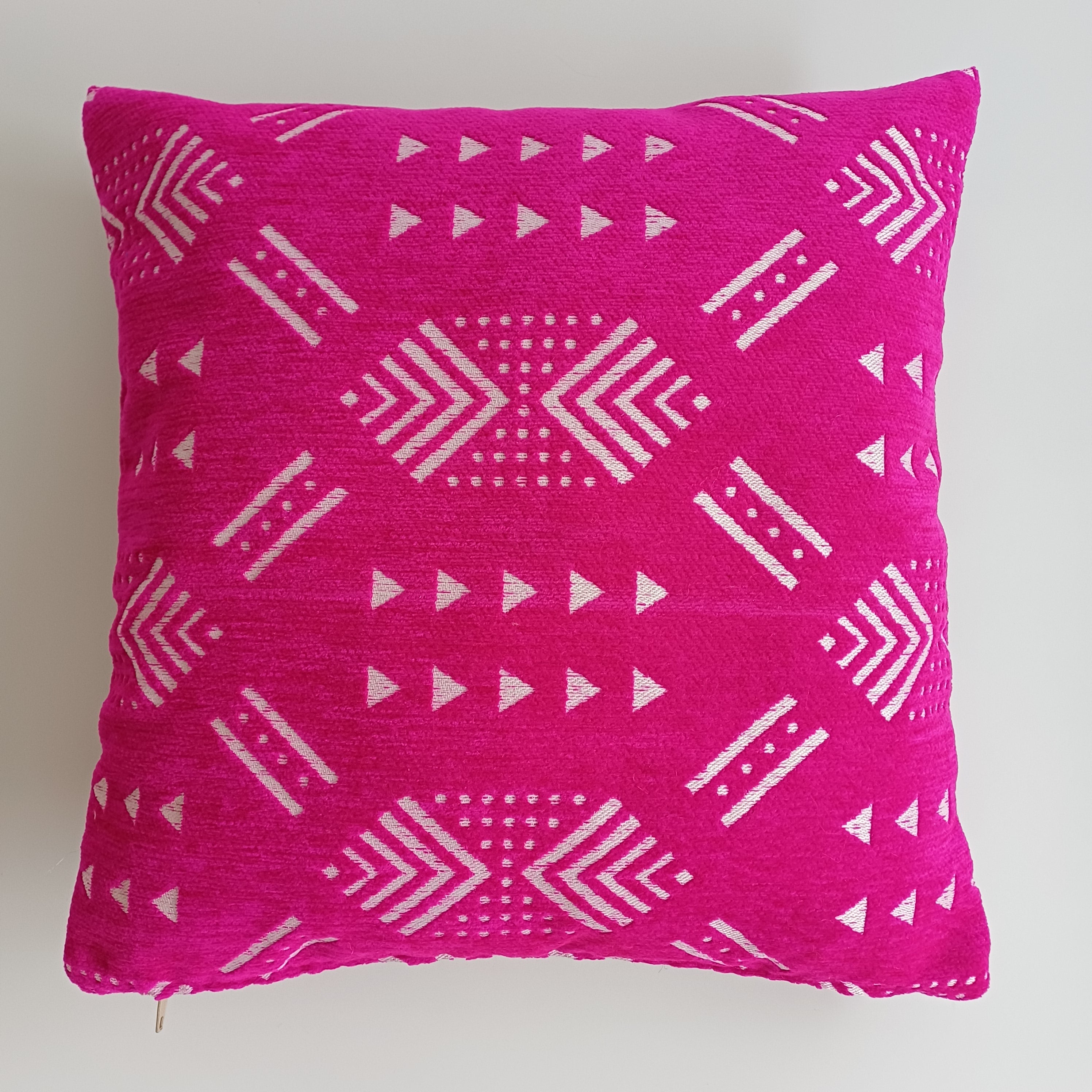 Moroccan Handmade Pink Velvet Cushion Cover 16''x16'' / 40x40 CM