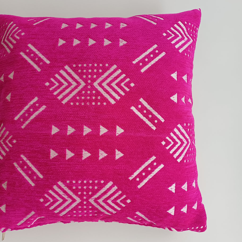 Moroccan Handmade Pink Velvet Cushion Cover 16''x16'' / 40x40 CM