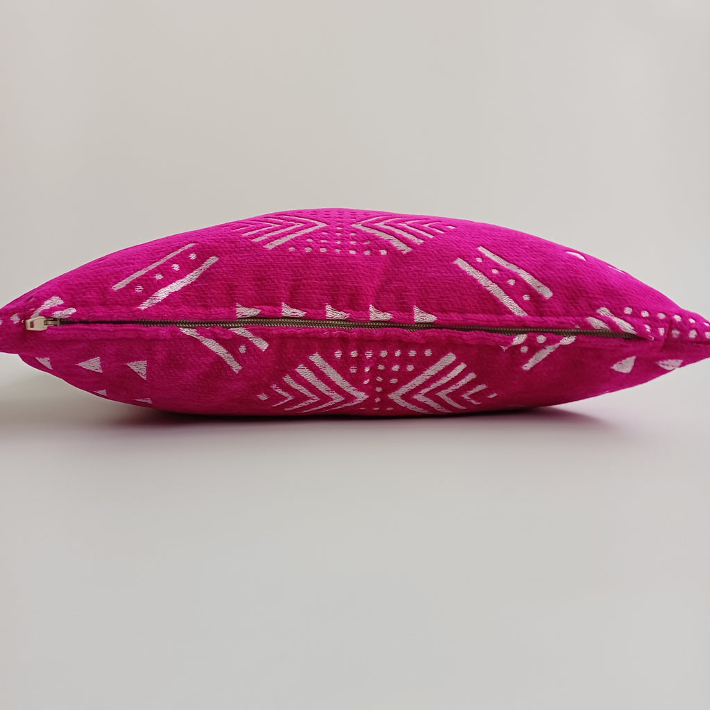 Moroccan Handmade Pink Velvet Cushion Cover 16''x16'' / 40x40 CM