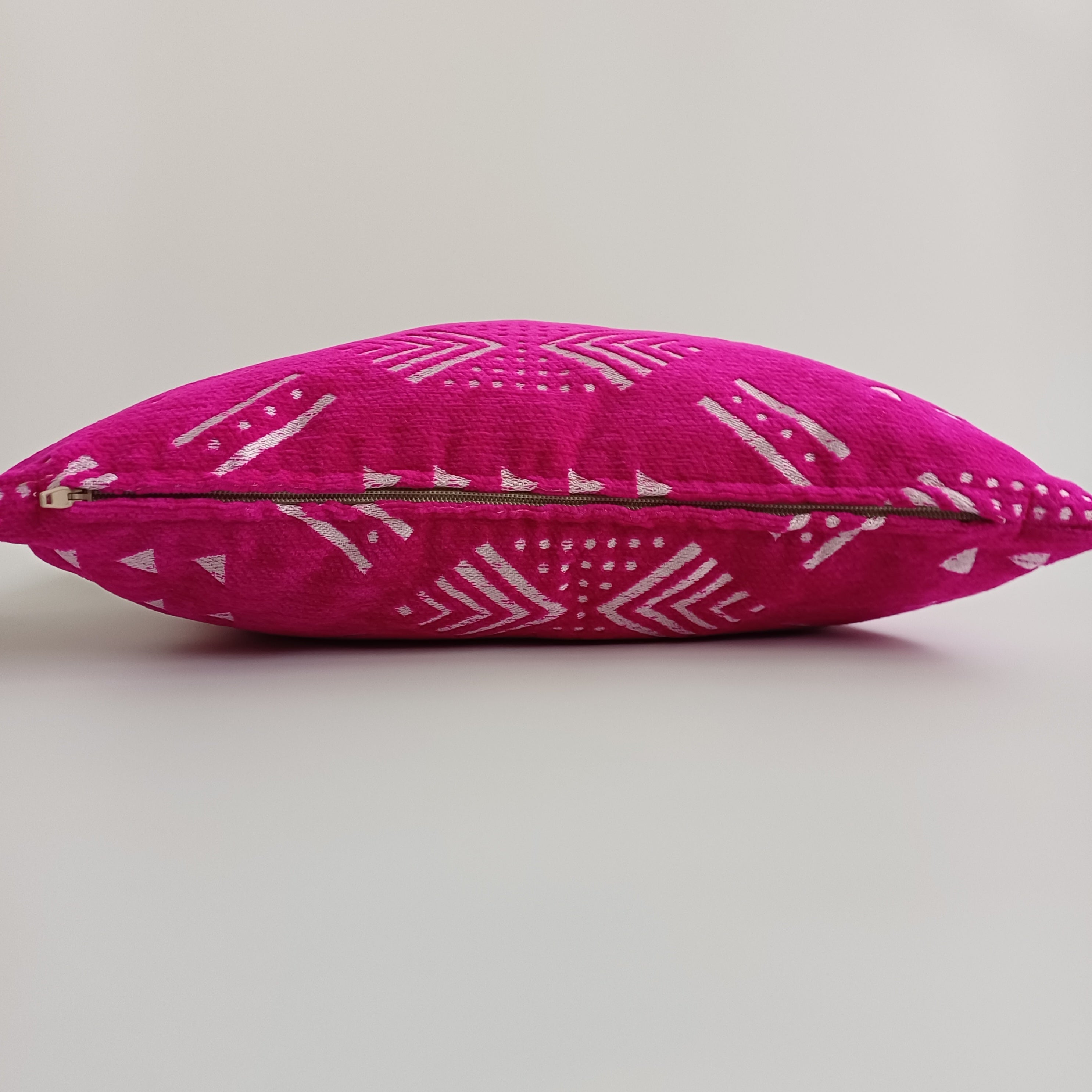 Moroccan Handmade Pink Velvet Cushion Cover 16''x16'' / 40x40 CM