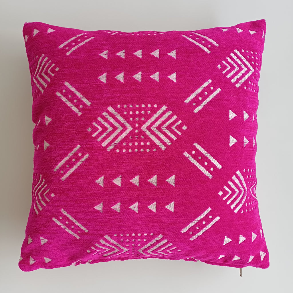 Moroccan Handmade Pink Velvet Cushion Cover 16''x16'' / 40x40 CM